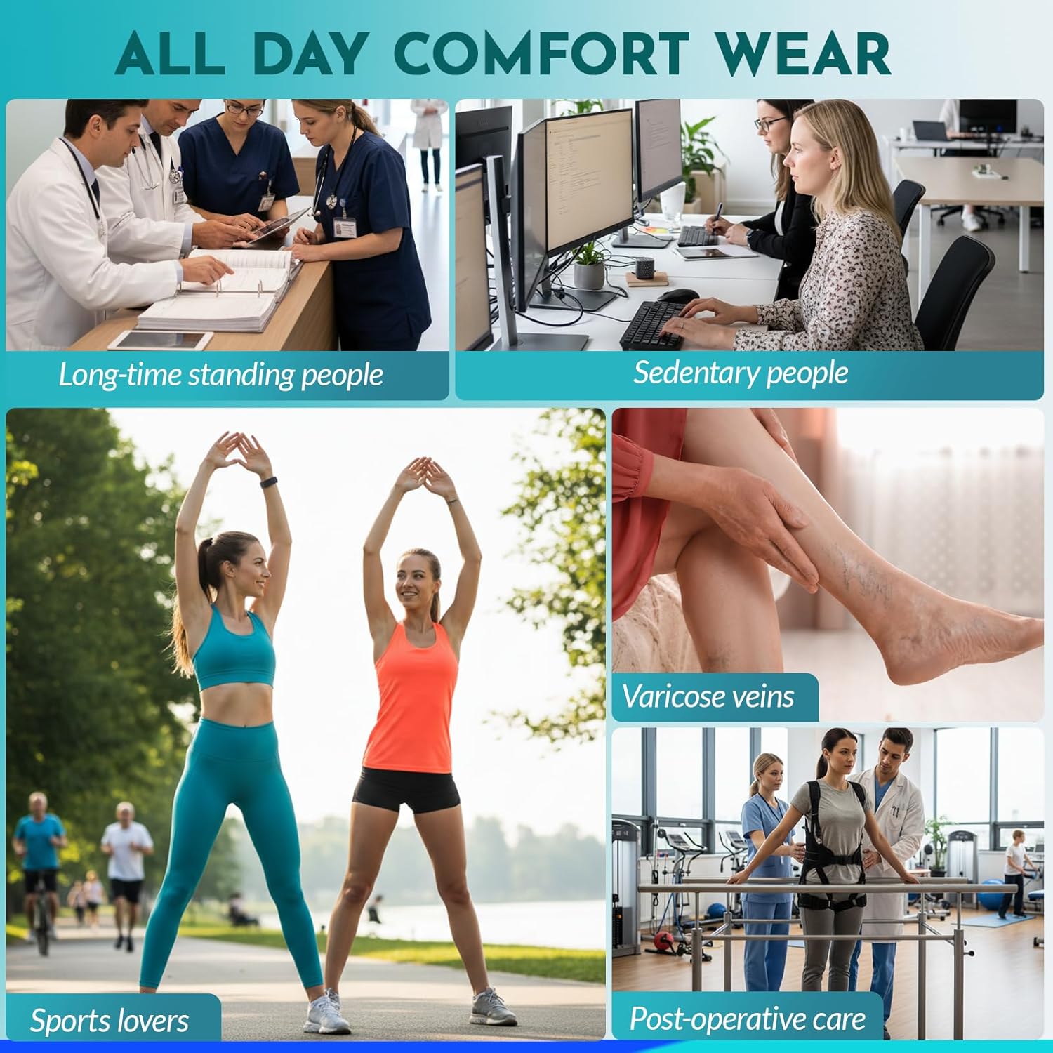 20-30mmHg Compression Pantyhose for Women Graduated Support Compression Tights Closed Toe Medical Compression Stockings High Waist Compression Leggings for Varicose Veins, Edema, DVT - Image 7