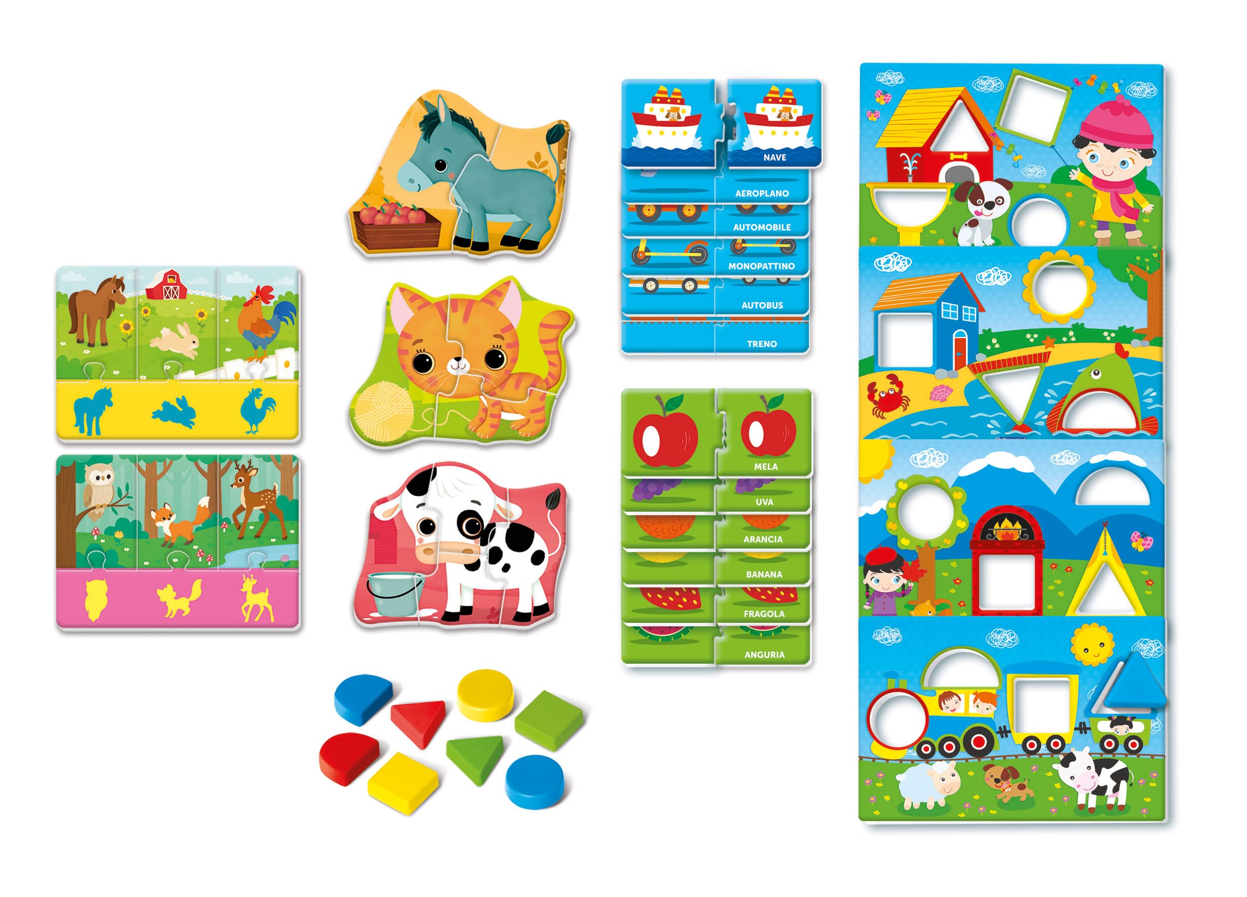 Clementoni Sapientino Montessori - Primi Giochi, Gioco Educativo Metodo Montessoriano Bambini 1-3 Anni, con Tante attività su Forme, Colori, Animali e Parole, Made in Italy, Lingua Italiana, 16857