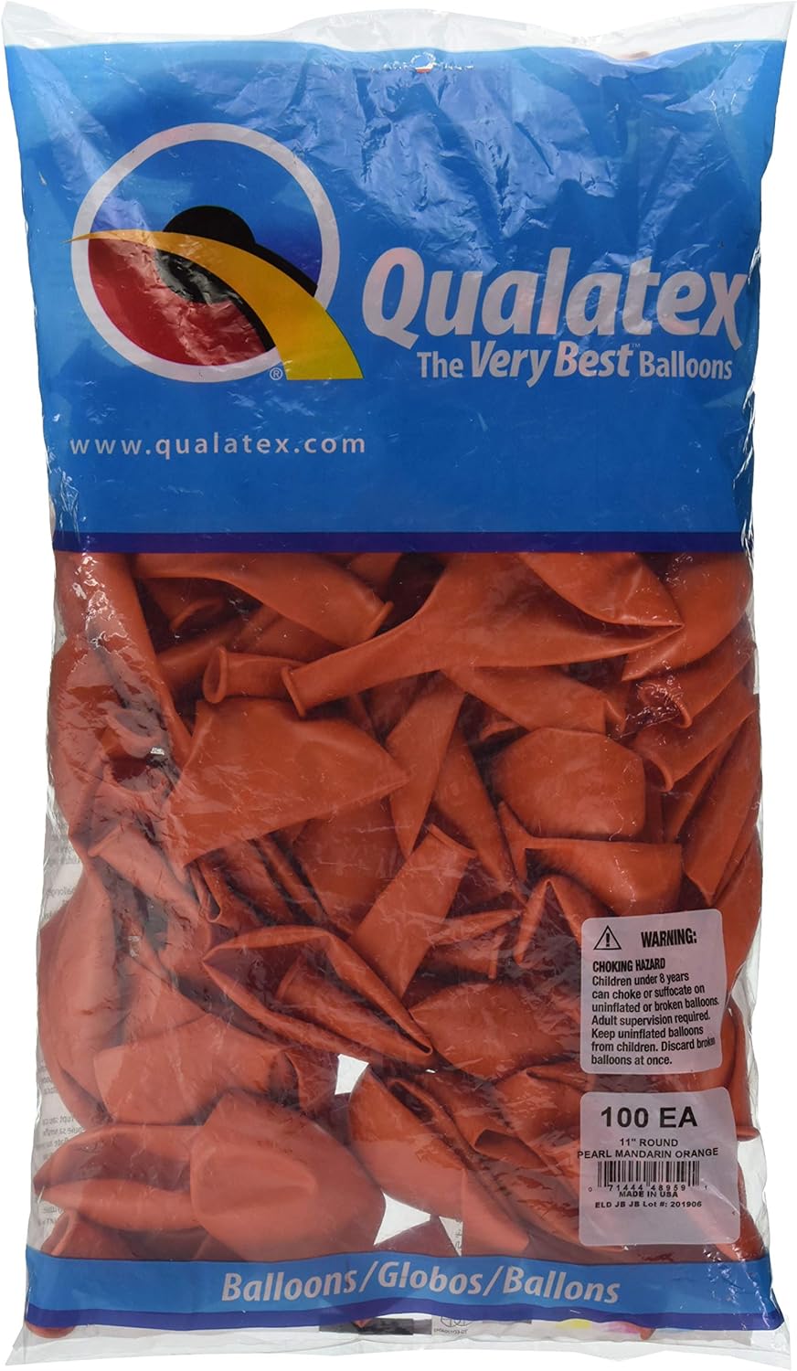 Qualatex 48959 Pearl Mandarin Orange Latex Balloons, 11", Orange, Pack of 100