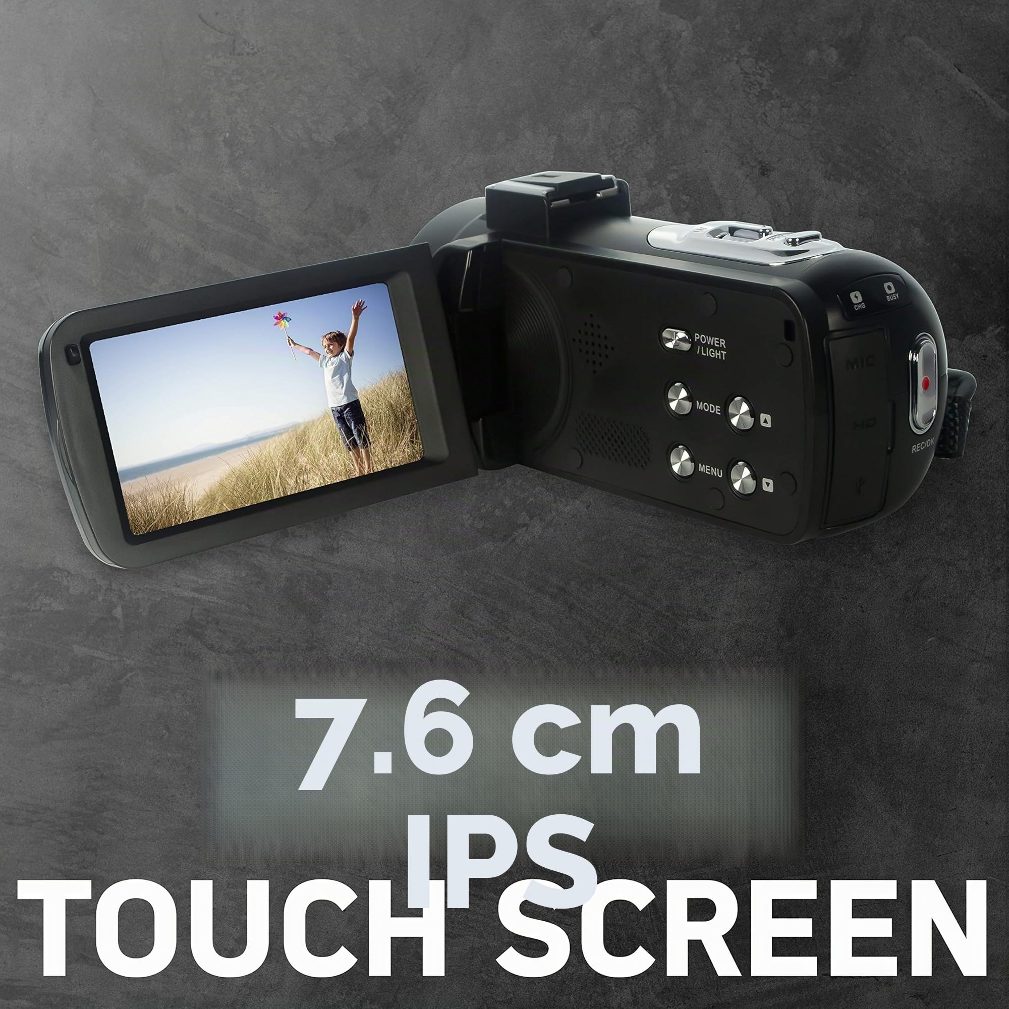 AGFA Photo Realimove CC2700 - Videocamera digitale (video 2.7K, 24MP, Touch Screen 3'', Zoom 18X, Telecomando, 2 Batterie, Micro, Batteria Litio) Nero