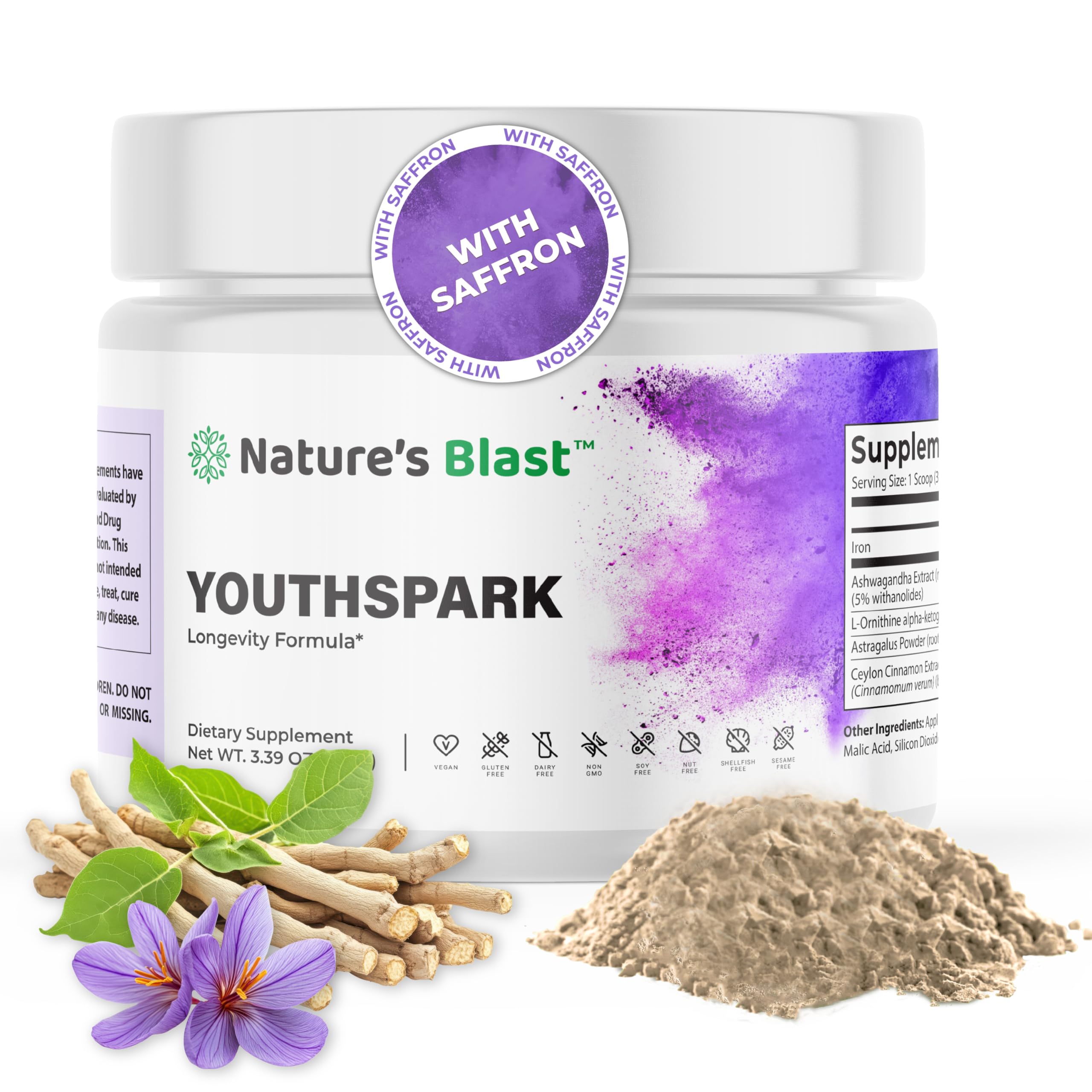 YouthSpark Longevity Supplement with Ashwagandha & Astragalus