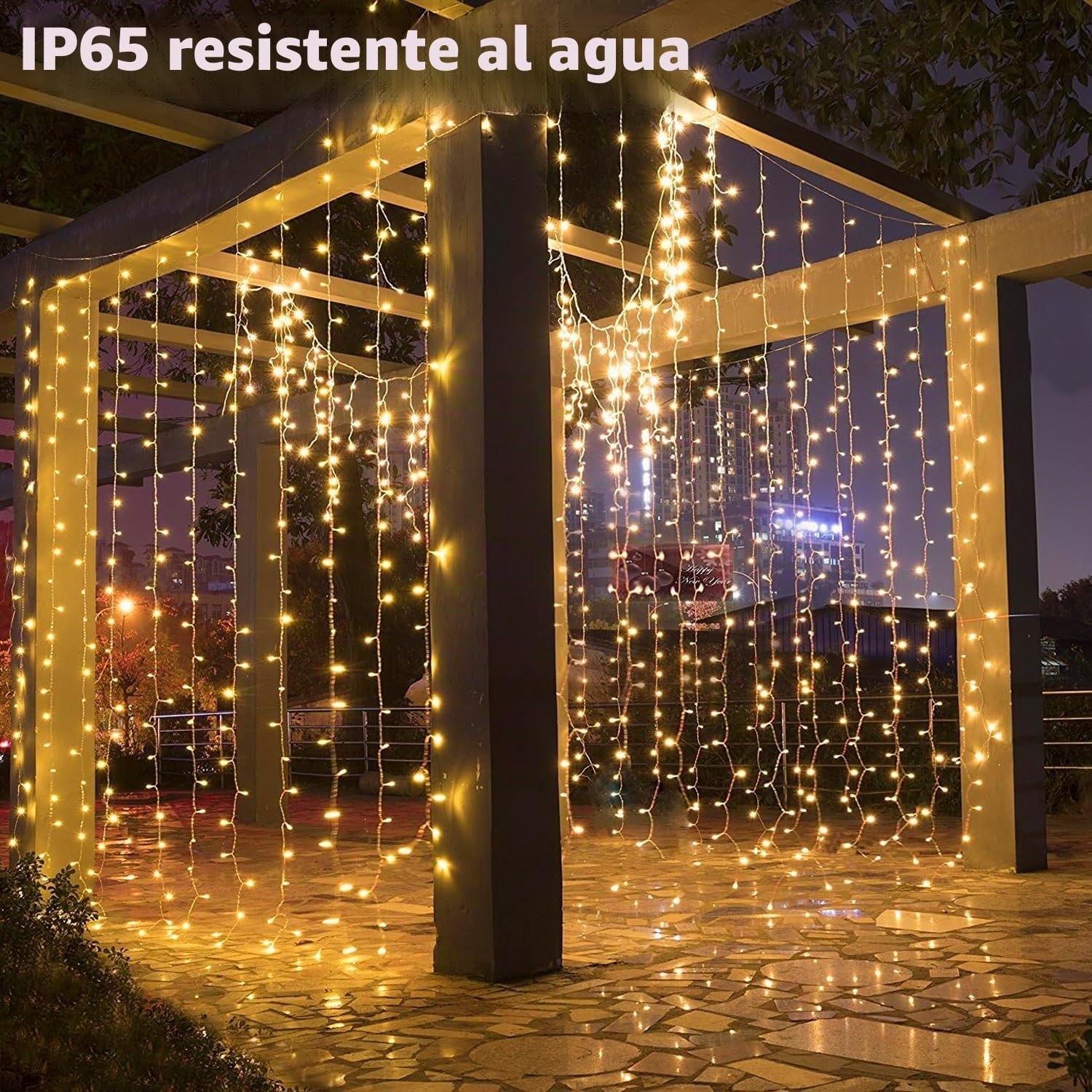 2 Piezas Cortina Luces 6M x 3M 600 LED Cortina de Luces con Enchufe | 8 Modos Temporizador Impermeable Cascada Guirnalda para Ventana Balcon Boda Interior Exterior Fiestas Navidad, Blanco Cálido