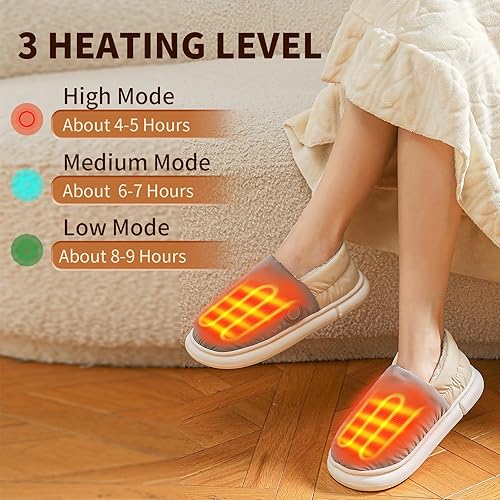 Miniatura 3 de Pantuflas térmicas para mujer, calentador de pies con calefacción recargable para mujeres y hombres, pantuflas ligeras con batería de 4000 mAh para