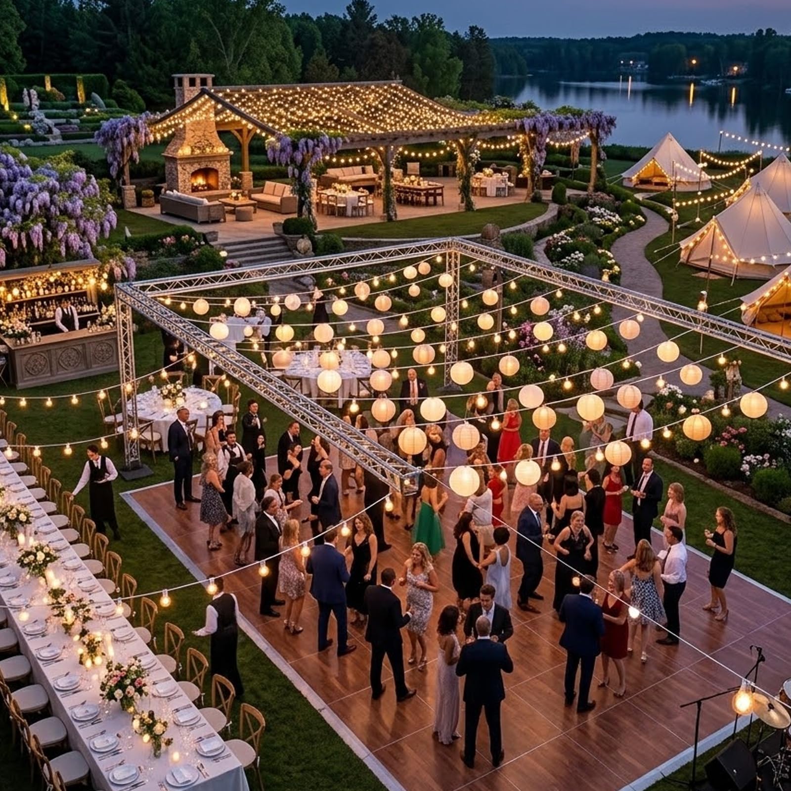 Afirst Lichterkette für den Außenbereich, 15 m mit 53 kugelförmigen Glühbirnen, UL-Zertifizierung, wetterfest, hängende Lichter für Garten/Hinterhof, Party/Hochzeit, weiße Kordel