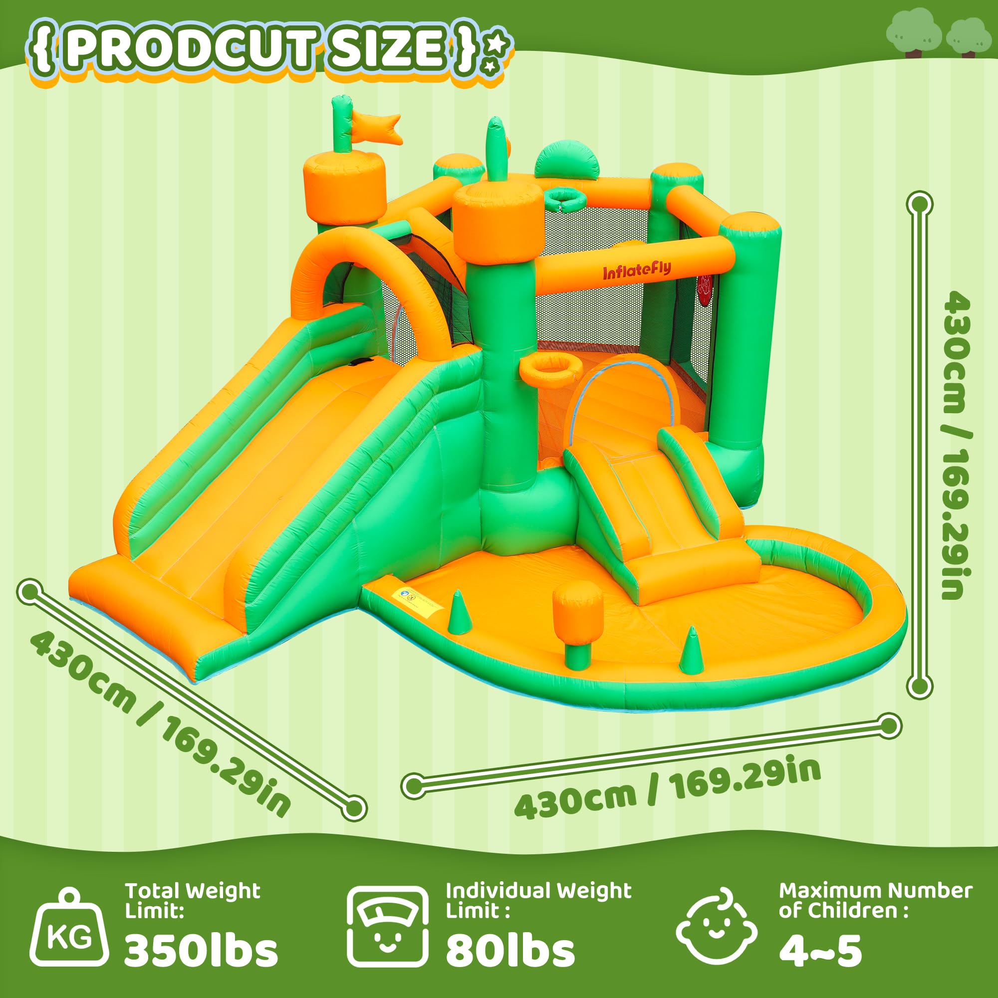 Photo 1 of (used)(see images) INFLATEFLY Bounce House, Inflatable Bounce House with Blower Playhouse Castle with Double Slides