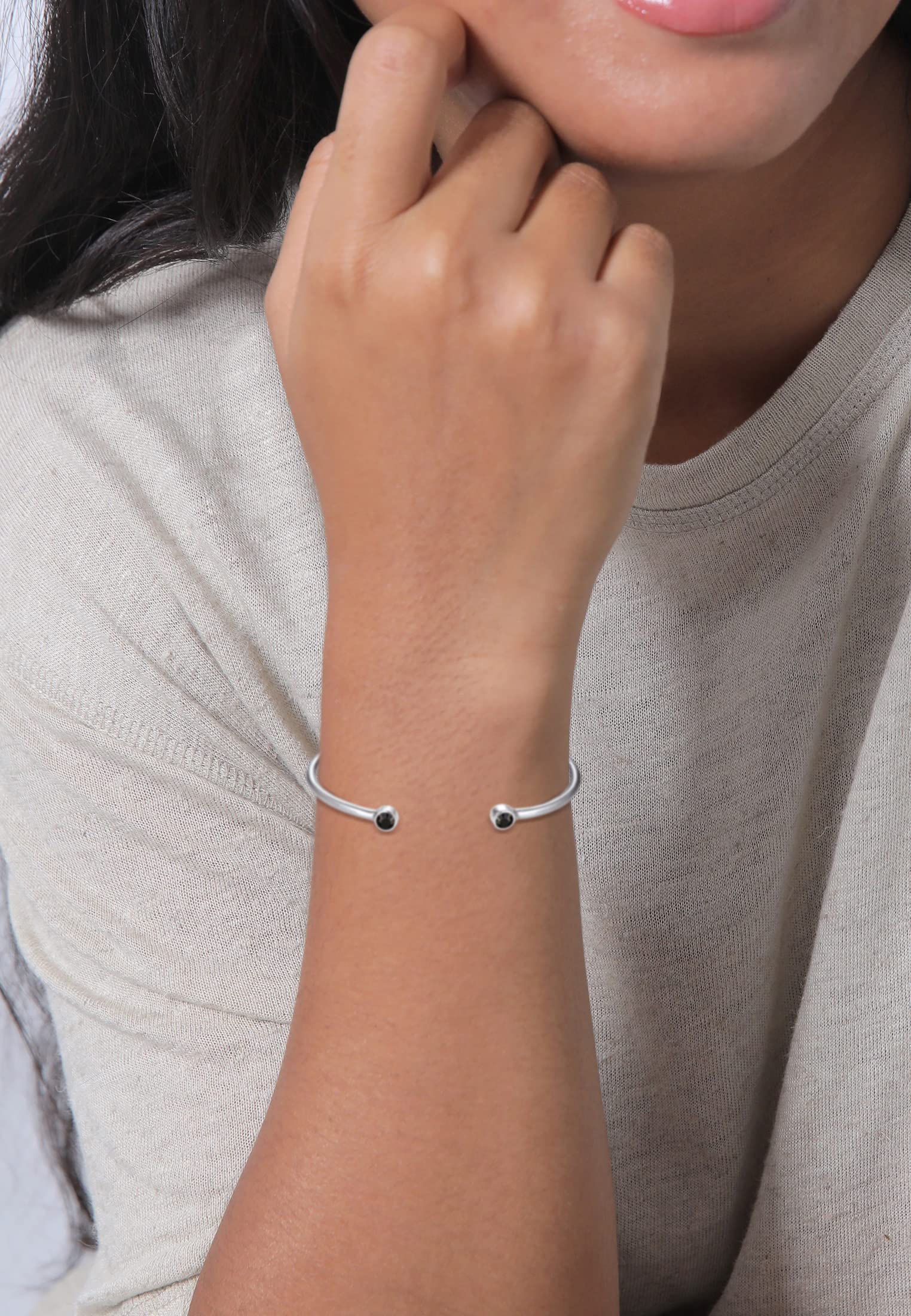 Elli Pulseras Mujeres brazalete Geo Minimal con cristales en plata de ley 925