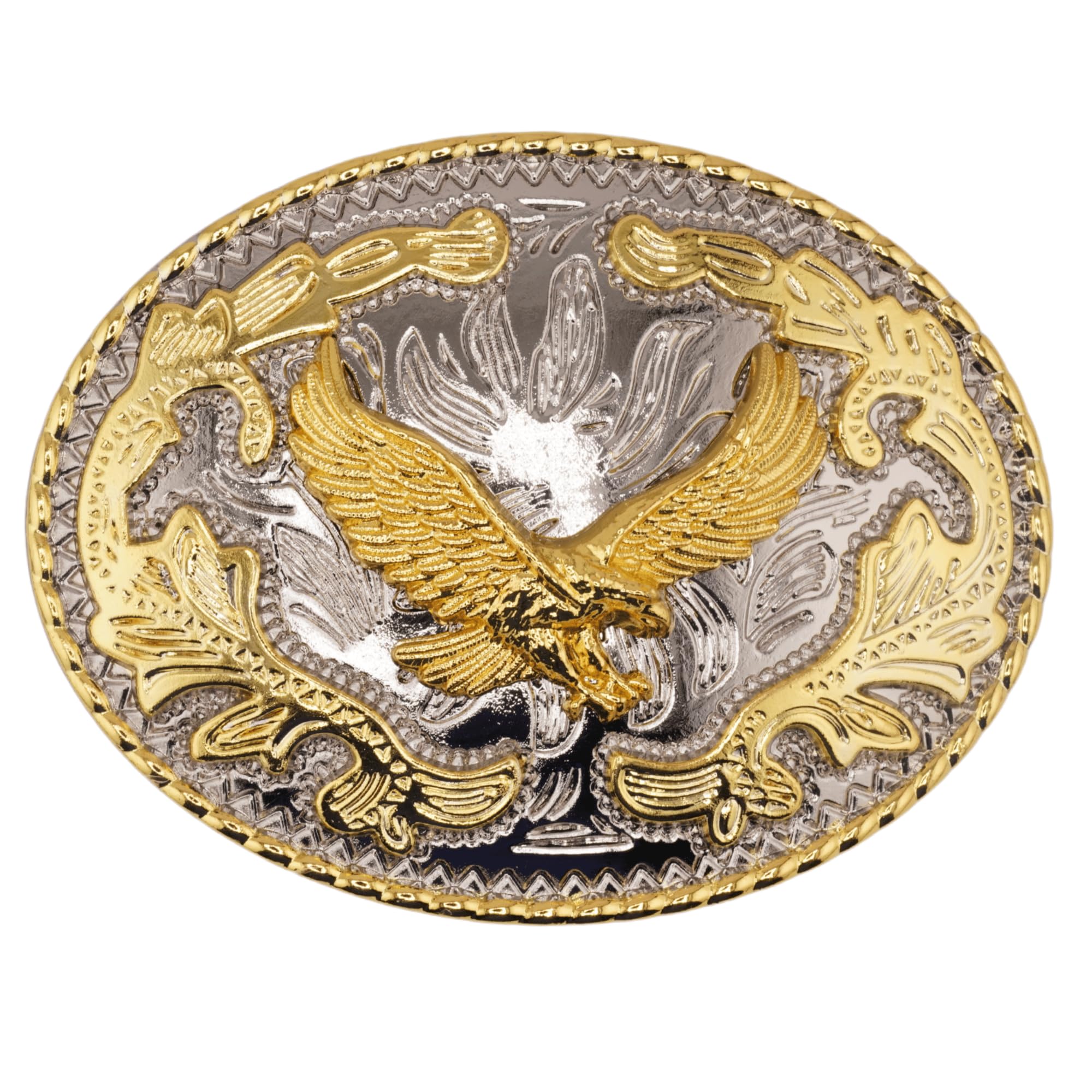 WMG Eagle Flying Soaring Rodeo Western Gold Tone Belt Buckle