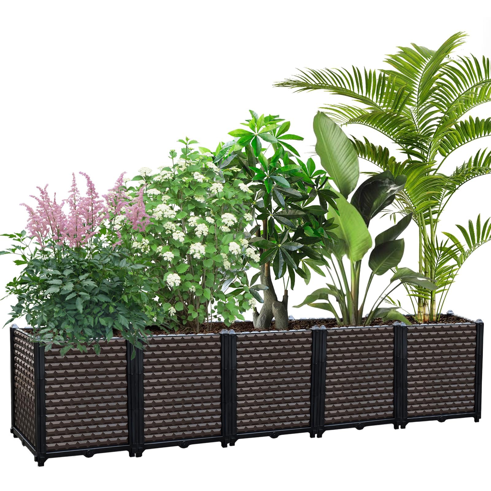 EasyVibe Raised Garden Bed Self Watering Deepened 50cm, 338L Large Planters Box for Outdoor Plants, Elevated Patio PP Flower Vegetables Planting Container, Garden Bed Planter Box Kit Drainage Holes