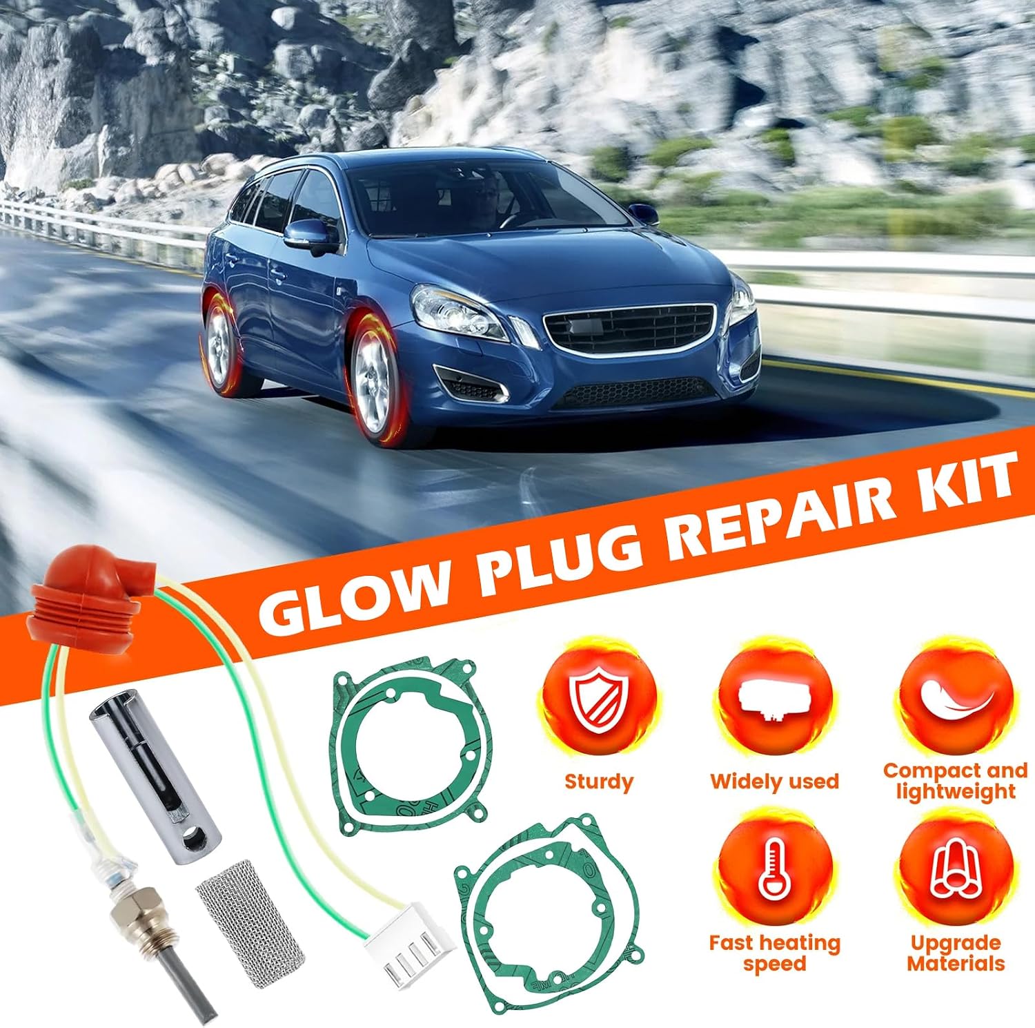 12V Ceramic Glow Plug Repair Kit (7pcs) for 2KW 5KW 8KW Chinese Parking Heaters, Silicon Nitride Pin with Wrench, Universal Replacement for Diesel Air Heater RV Trucks