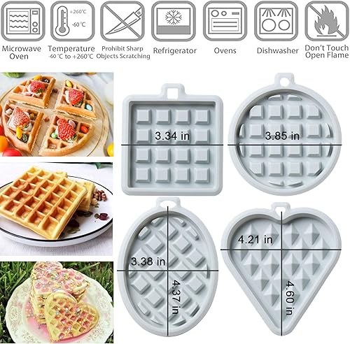 Miniatura 2 de REKIDOLL - Juego de moldes de silicona antiadherentes para gofres, galletas, pasteles, dulces, chocolate (4 unidades, azul)