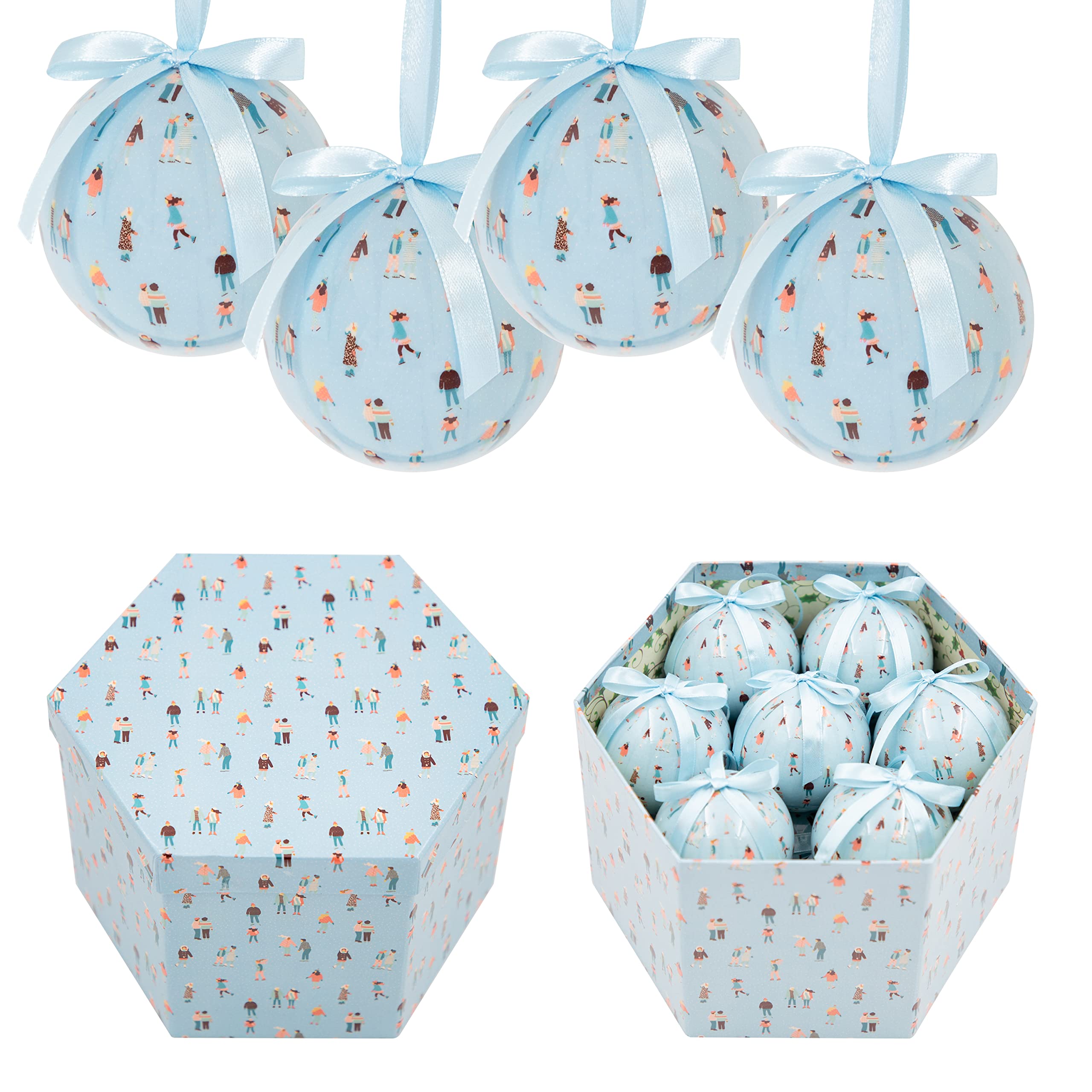 The Christmas Workshop Ice Blue People Skiing Bauble 14 Pack