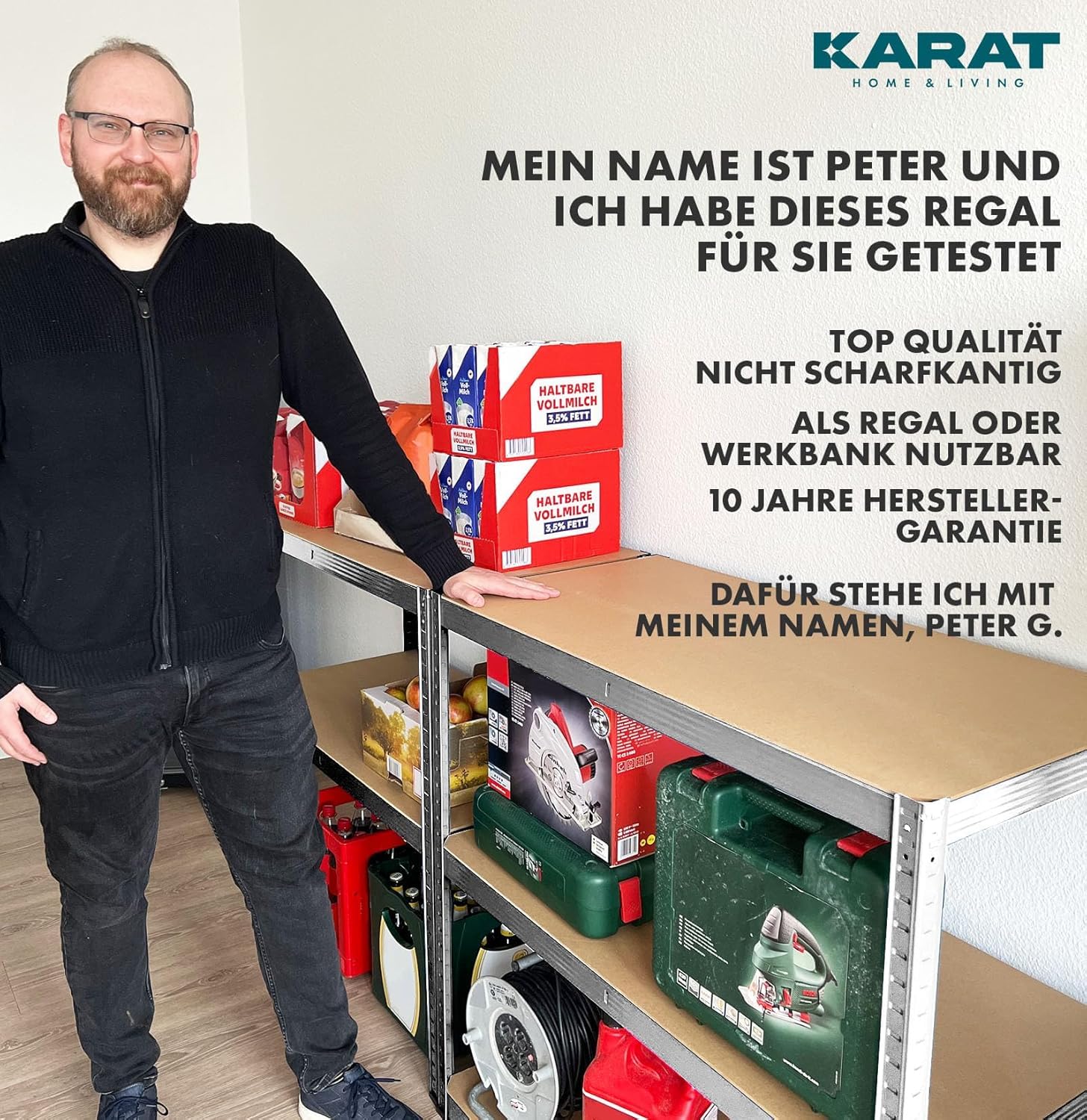 KARAT Estantería para cargas pesadas para garaje, sótano, taller, estantería sin tornillos, estantería ancha, estantería de almacenamiento, estantería esquinera, estantería para neumáticos, estantería
