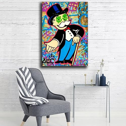 Miniatura 5 de CJQ ALEC-Monopolys - Póster de graffiti para repartir los ojos, pintura decorativa, lienzo, arte de pared, póster de sala de estar, dormitorio, 16 x