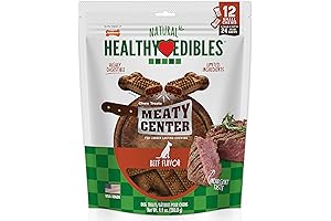 Healthy Edibles Natural Dog Chews - Long Lasting Meaty Center Beef Flavor...
