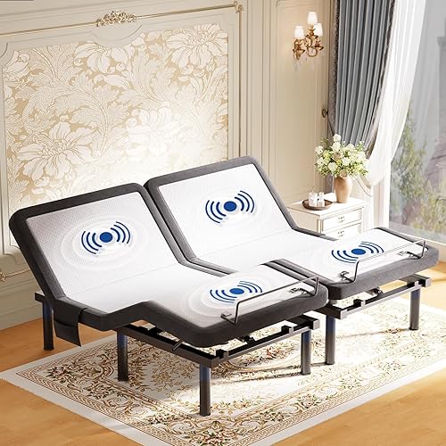 Tami Tami Split King Adjustable Bed Frame with Massage, Ergonomic Head & Foot Incline - Luxury Zero Gravity Electric Base with 4 USB Ports, 2 Night Light, Wireless Remote, Side Pocket, 3 Height Option