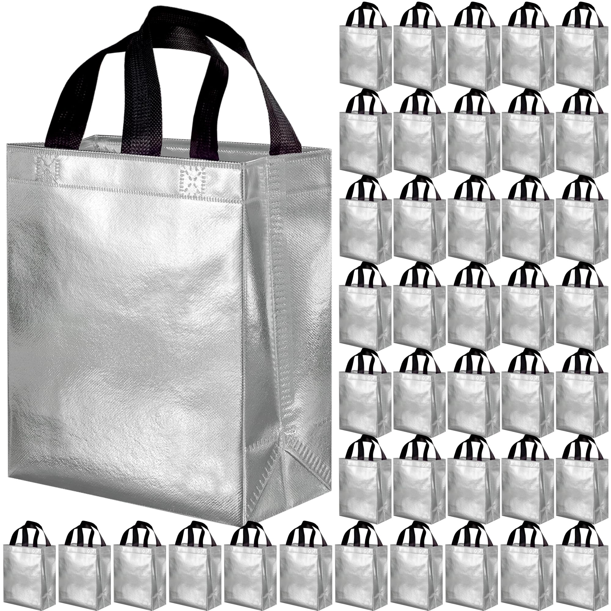 BLEWINDZ 100 Medium Reusable Gift Bags with Handles - Ideal Party Favors & Shopping Bags (10 Colors)
