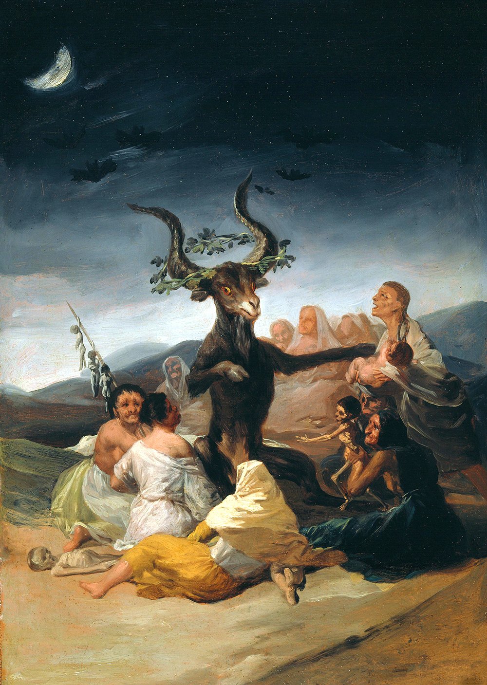 Cuadro El aquelarre Francisco de Goya mediano mate con marco negro de pared