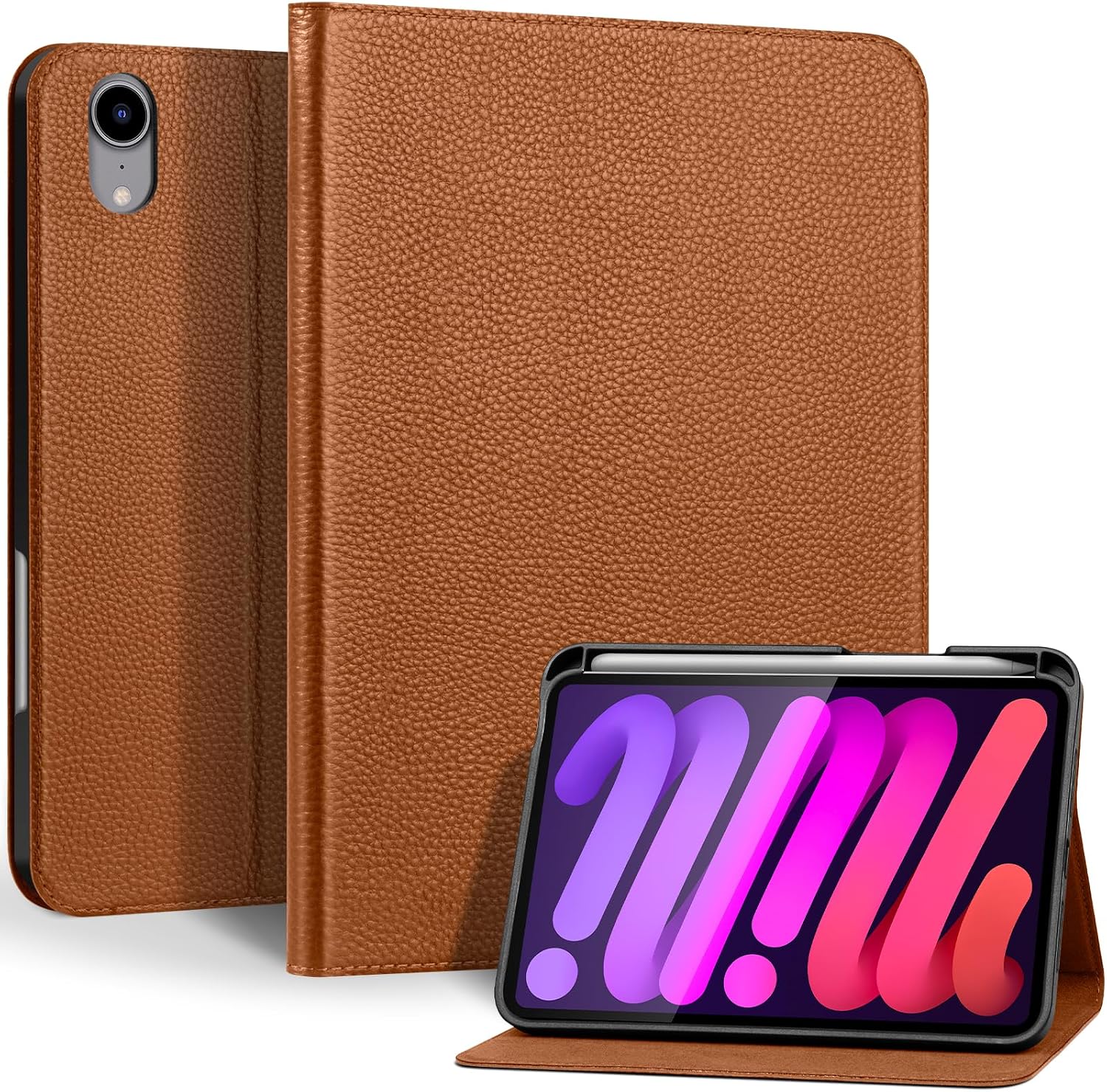 Genuine Leather Case for iPad mini 7th(A17 Pro)/6th Gen 8.3", Brown