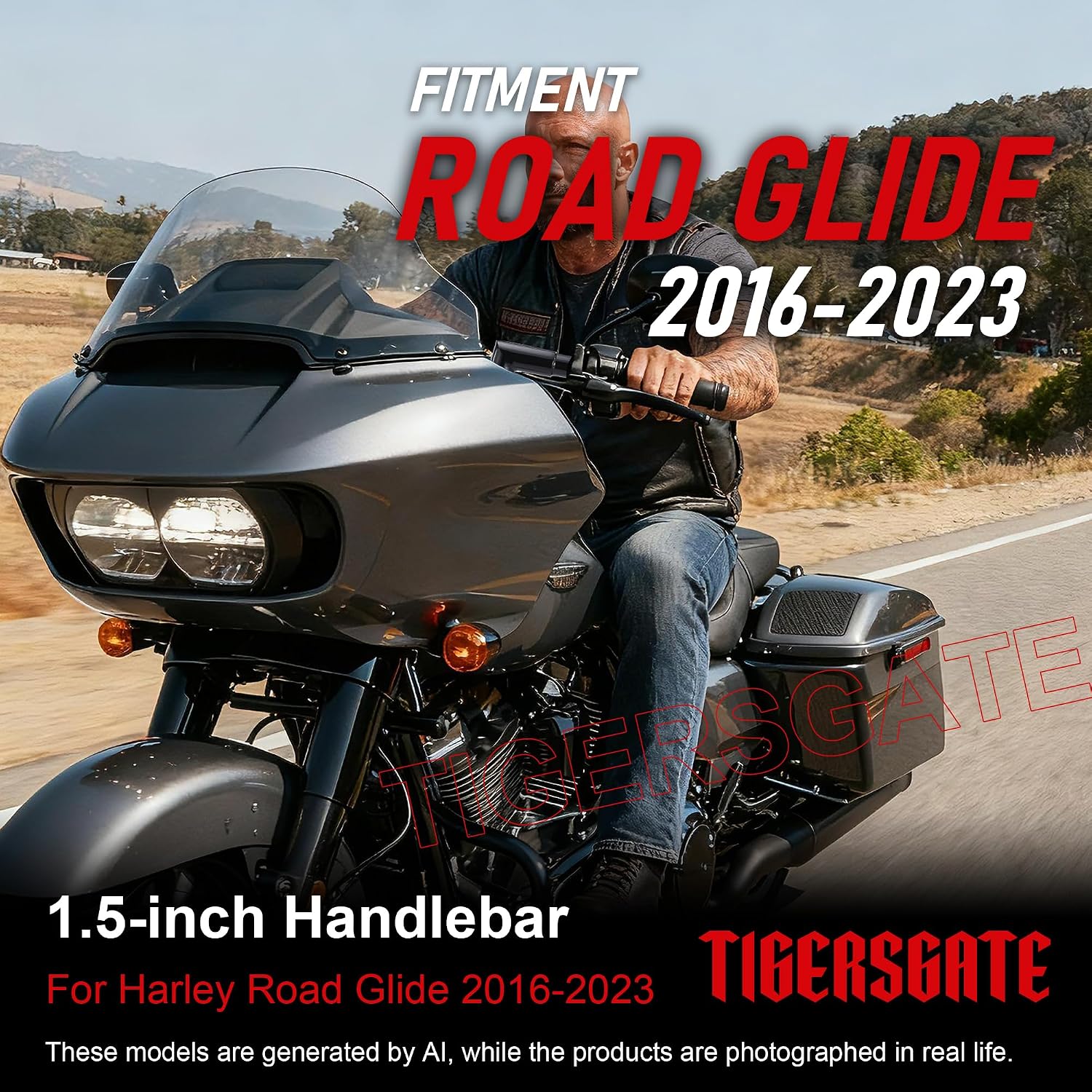 12" Pre-Wired Ape Hanger Handlebar 1-1/2" Black Bar for Harley 2016-2023 Road Glide FLTR Road Glide Special FLTRXS Road Glide Ultra FLTRU, Black