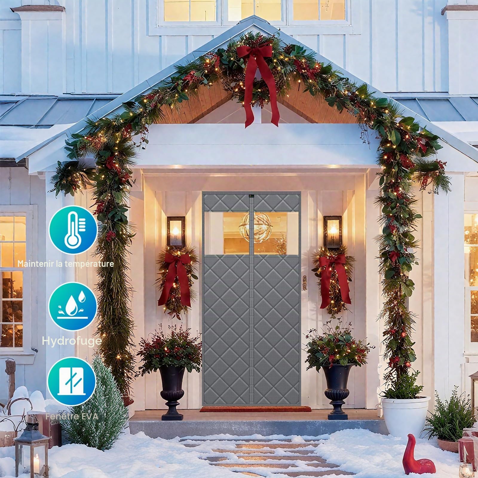 Sekey Rideau de porte magnétique - 90 x 210 cm - Protection contre le froid - Imperméable - Coupe-vent - Économie d'énergie - Avec fenêtre