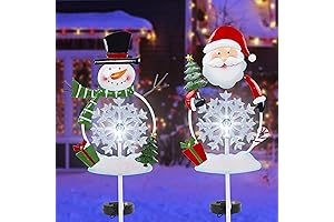FORUP Solar Christmas Yard Decorations, Waterproof Snowflakes Pathway Lights, Metal Garden Stake...