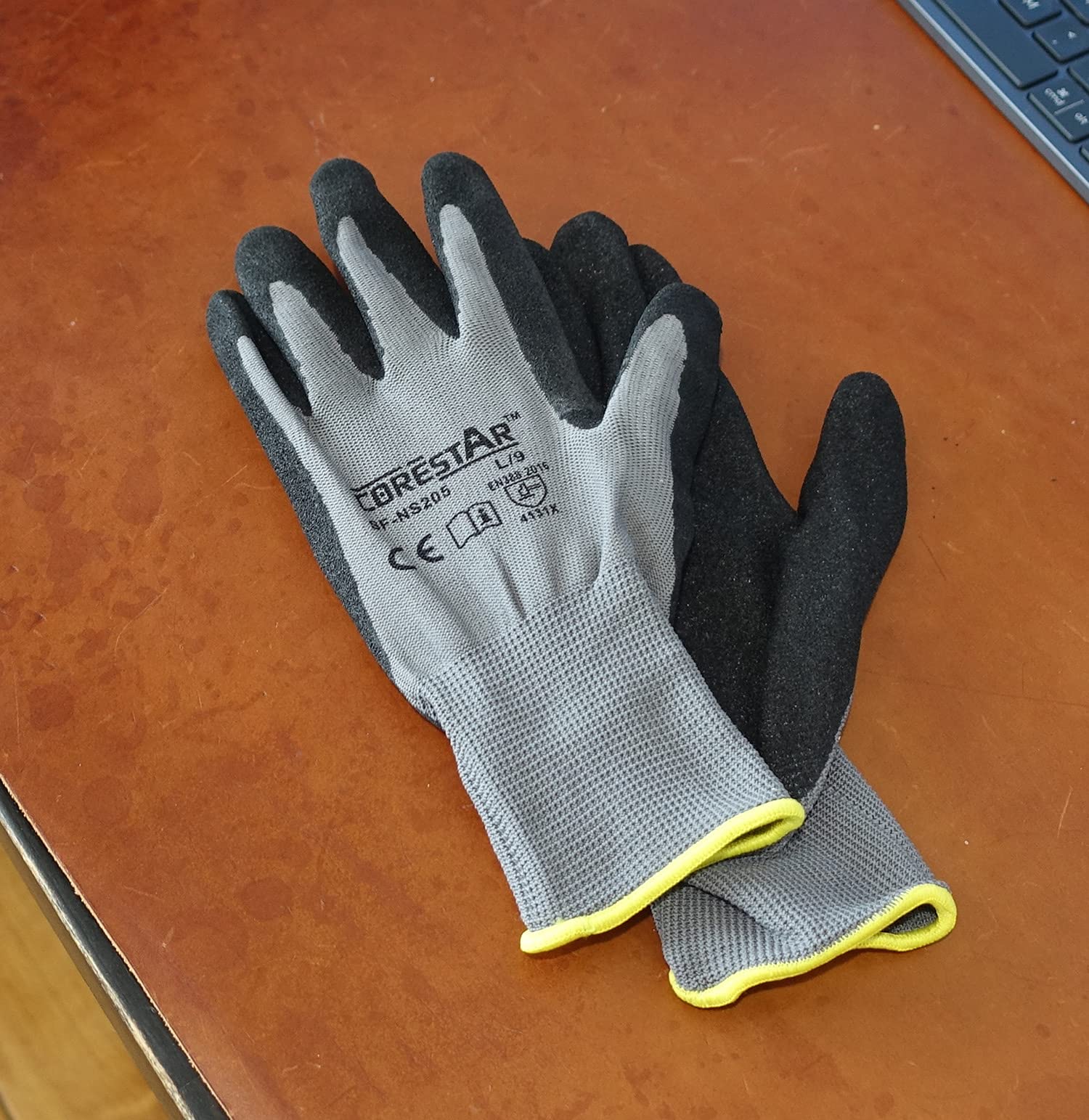 Corestar - Guantes de trabajo de seguridad con revestimiento de nitrilo de microespuma, 10 pares, absorben la humedad, transpirables, guantes multiusos (grande)