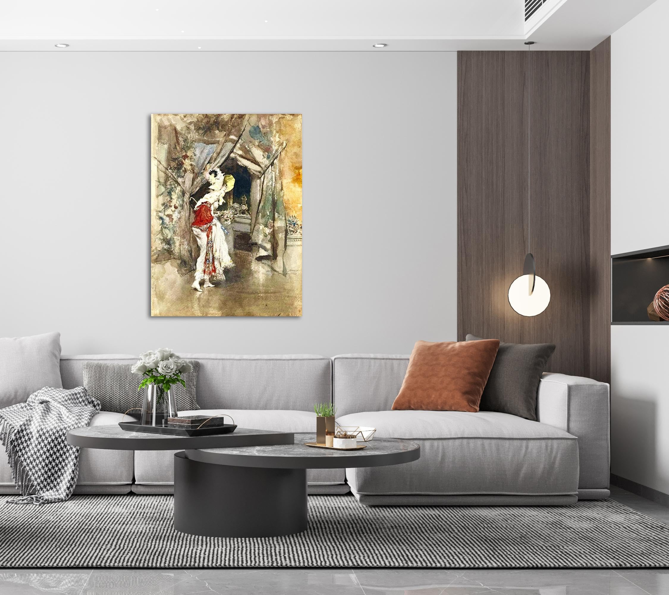 Reprodukcja słynnych obrazów - (elegancka kobieta) autorstwa Giovanniego Boldiniego Wydruki znane obrazy na płótnie - druk artystyczny na płótnie salon sypialnia 70 x 50 cm bez ramy