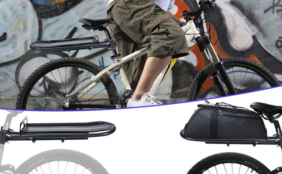Portapacchi Bici Posteriore - Lega Alluminio, Sgancio Rapido, Capacità 10 Kg, Per Mountain Bike E City Bike