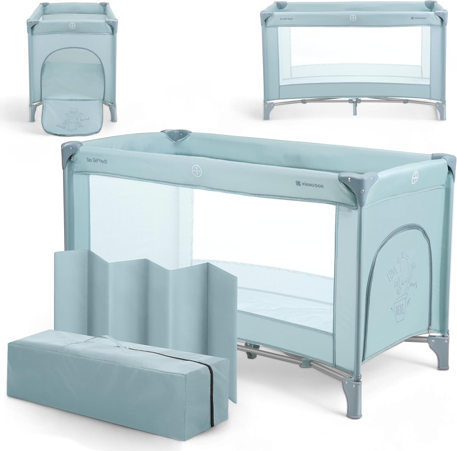 KikkaBoo So Gifted Cradle Camping Travel Cot Bed Up to 15kg Park Cot 120 x 60cm 1 Tier Foldable Lightweight Portable Compact Carry Bag Mint KikkaBoo So Gifted Cradle Camping Travel Cot Bed Up to 15kg Park Cot 120 x 60cm 1 Tier Foldable Lightweight Portable Compact Carry Bag Mint