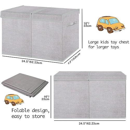 Miniatura 4 de Organizador grande de caja de almacenamiento de juguetes cajas plegables de juguetes para niños contenedores de pecho con tapas y asas para