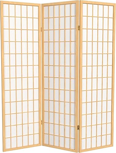 Oriental Furniture - Pantalla Shoji de 5 pies de alto, color natural, 3 paneles