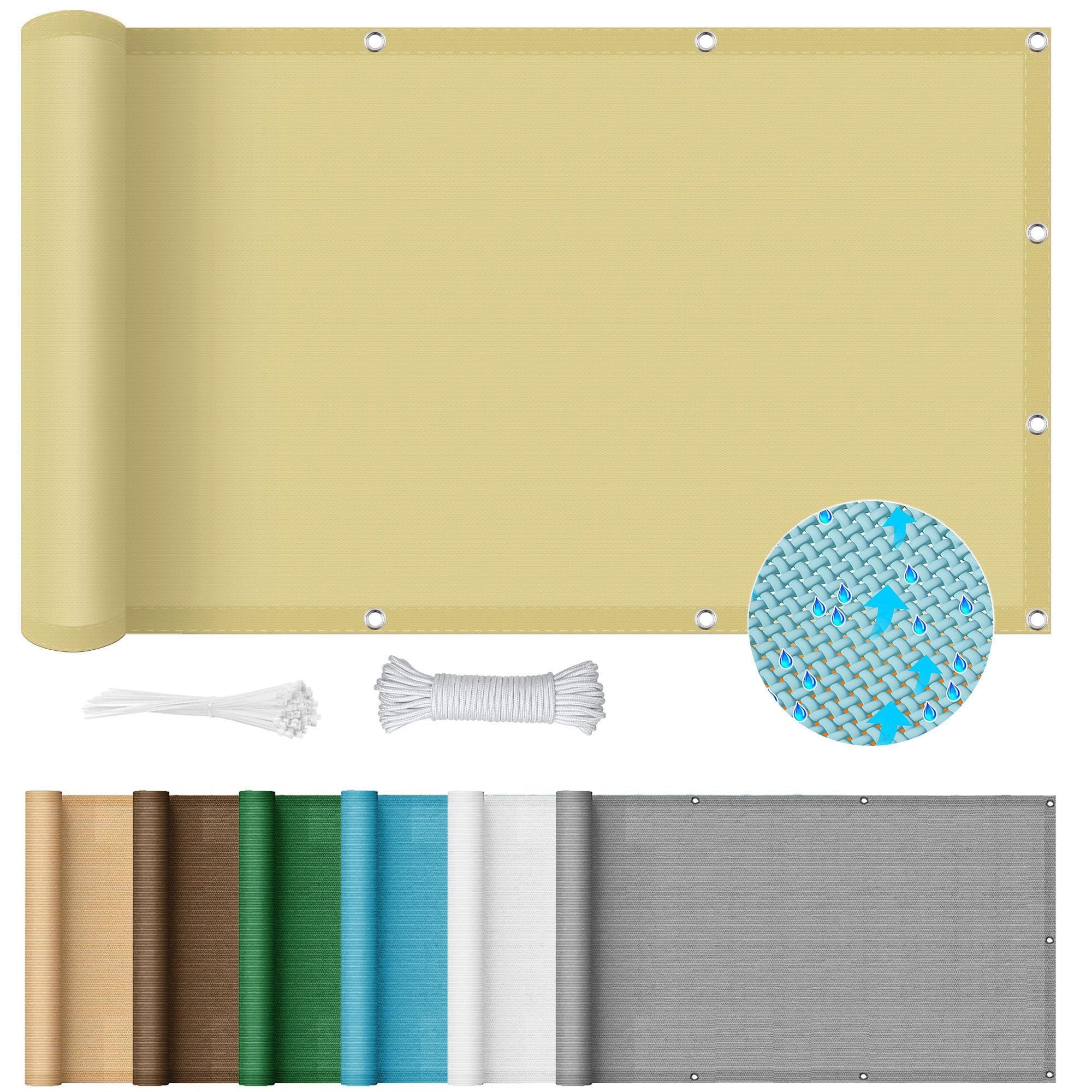 Voile d'ombrage imperméable crème 3,6x6m en polyéthylène haute densité