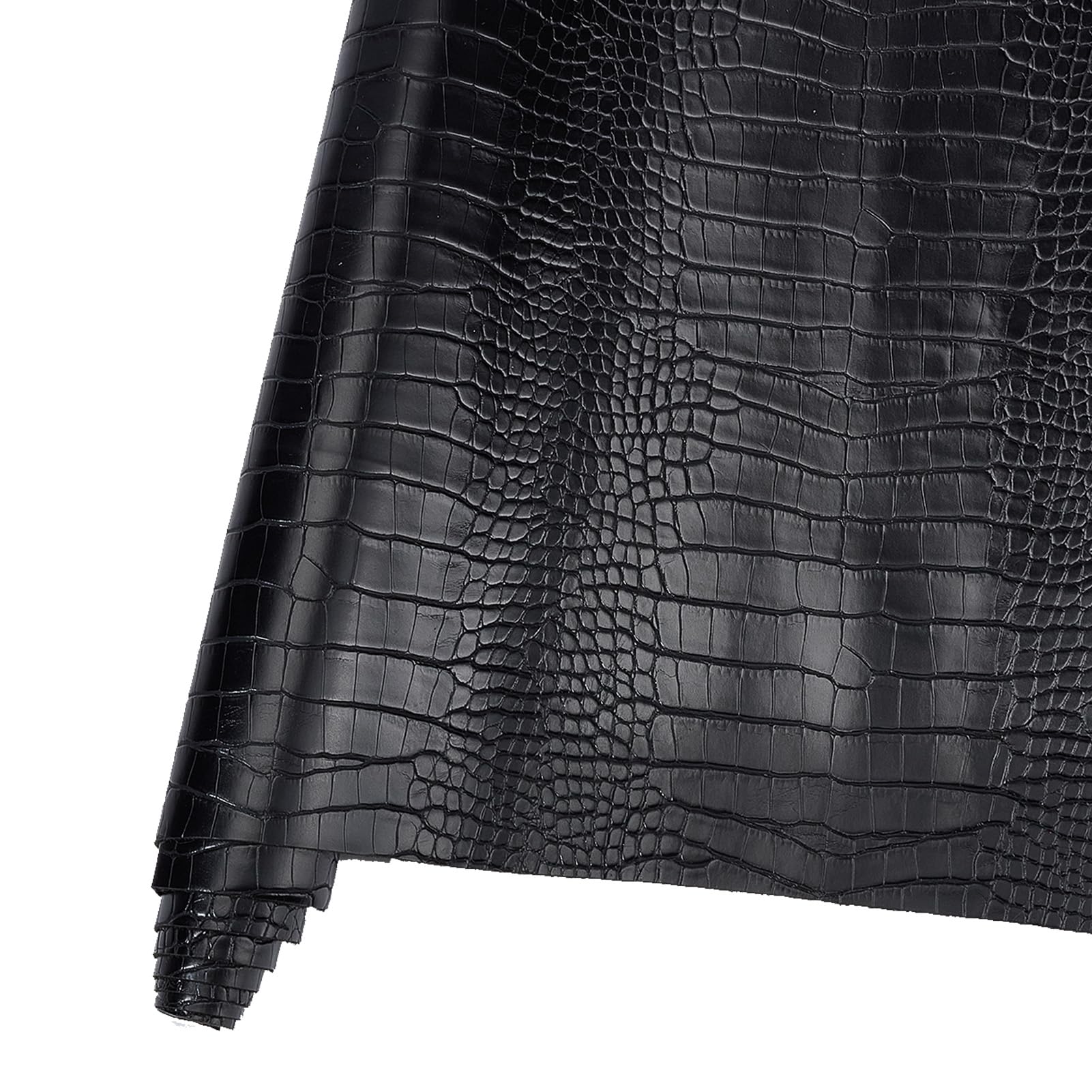 letsinstyle 30 x 137 cm Embossed Alligator Synthetic PU Fabric, Black Waterproof Crocodile Vinyl Faux Leather Sheets, Leatherette Synthetic Fabrics for Bows Jewelry Crafts Making — image 1