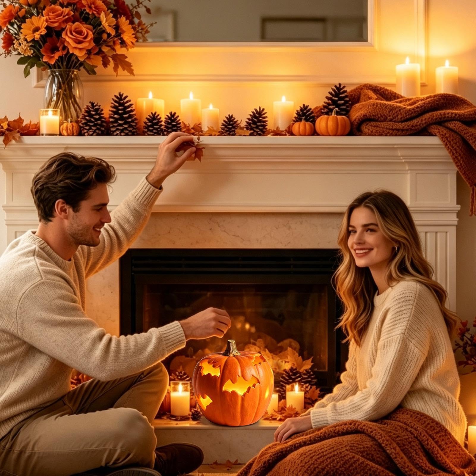 Lanterna a forma di zucca di Halloween, per le vacanze, lampada da tavolo, pensierino per feste | Lanterna a forma di zucca di Halloween, per feste, interni ed esterni, bar, fattoria