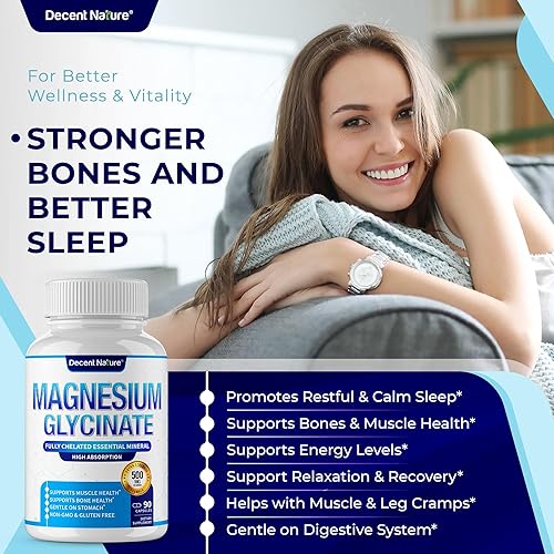 Miniatura 5 de Cápsulas de glicinato de magnesio de 1750 mg  Ultra alta absorción y biodisponibilidad Suplemento de magnesio elemental de apoyo quelado muscular,