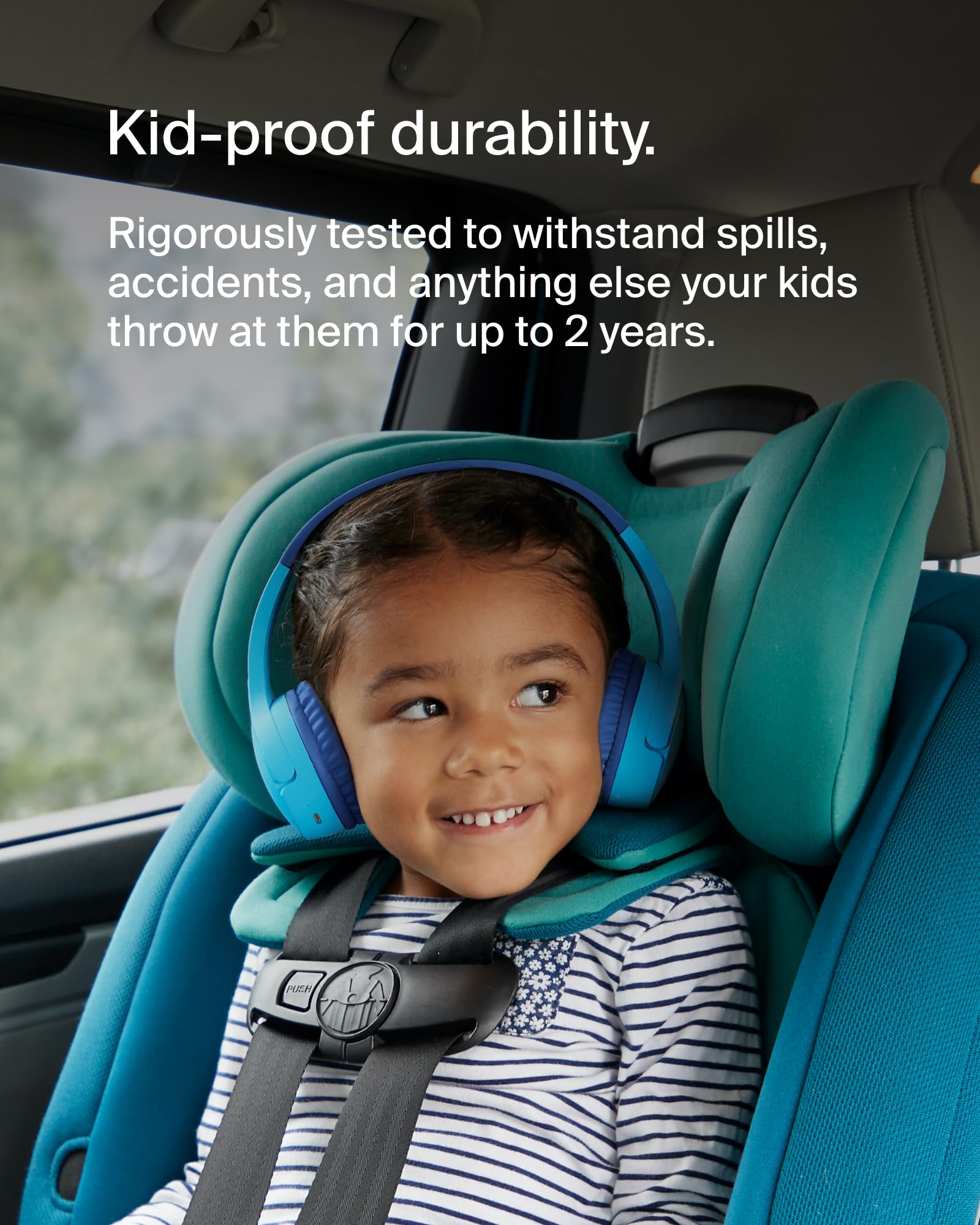 Belkin SoundForm Mini - Auriculares inalámbricos para niños con micrófono Integrado, 30 Horas de Tiempo de reproducción, calcomanías Divertidas y Funda, Auriculares sobre la Oreja para Aprendizaje en