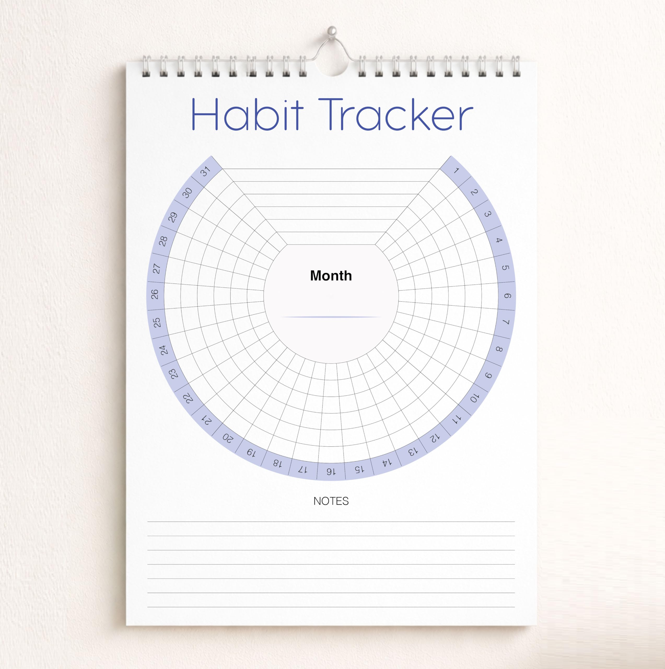 Habit Tracker Calendar (Undated 12 Month) with Silver Spiral Bound and Hanger, 7"x10" Habit Planner, Daily Weekly and Monthly Habit Tracker Journal,