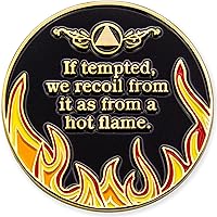 Vista 2 de Medallón de recuperación AA chapado en oro de 1 año Twisted Flames - Negro/Rojo/Naranja/Amarillo