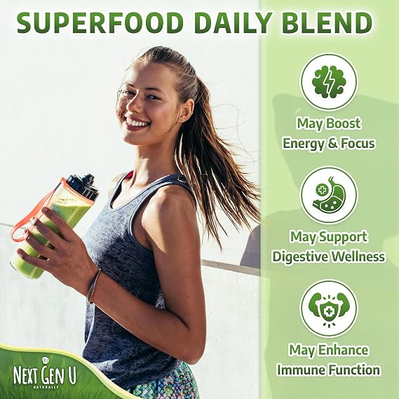 Super Greens Powder - 150g, 4 Pack - Immune Support - Food Supplement - Superfood Greens - Smoothie Mix for Shakes - Detox & Healthy Boost for Juice Beverages or Any Drink - by NextGenU