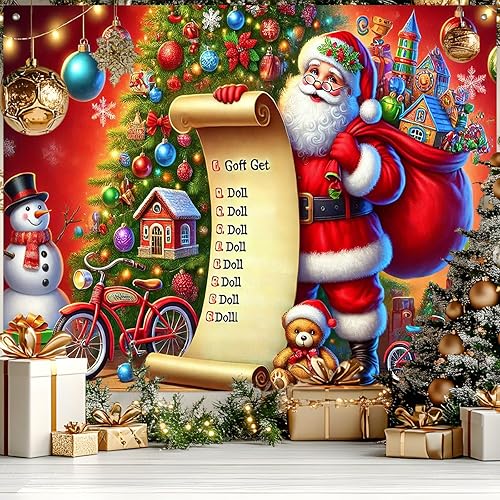 Miniatura 16 de Pancarta de Navidad 8 * 6 pies Telón de Fondo de Árbol de Chimenea Fondo de Vacaciones con Cajas de Regalo Luces de Guirnalda para Decoración