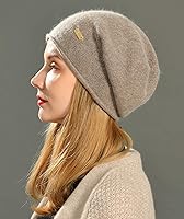 Vista 3 de jaxmonoy Gorro de punto holgado de cachemira para mujer, gorro de invierno suave y cálido de lana para mujer