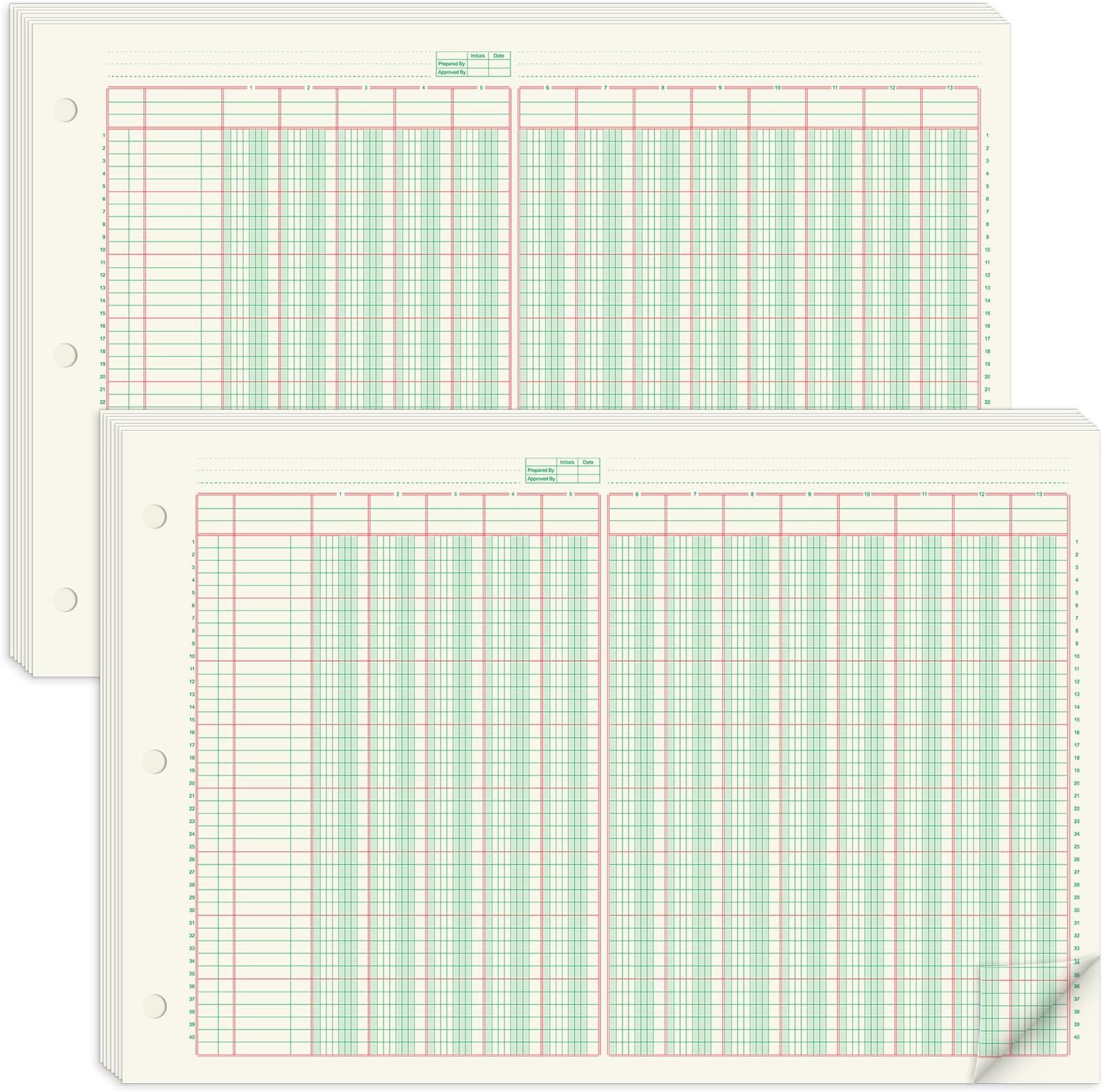 gisgfim 13 Column Ledger Columnar Analysis Pad 3 Hole Analysis Accounting Book 16.4 x 11 inch Ledger Paper Pad Double Page Format Columnar Pads for Business Accounting Bookkeeping & Data(2 Pads)