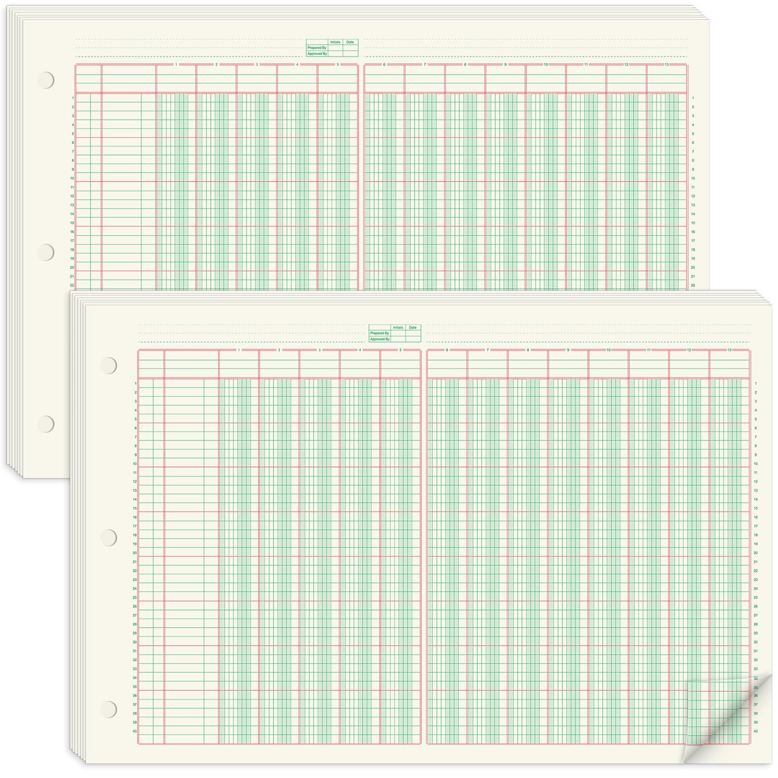 gisgfim 13 Column Ledger Columnar Analysis Pad 3 Hole Analysis Accounting Book 16.4 x 11 inch Ledger Paper Pad Double Page Format Columnar Pads for Business Accounting Bookkeeping & Data(2 Pads)