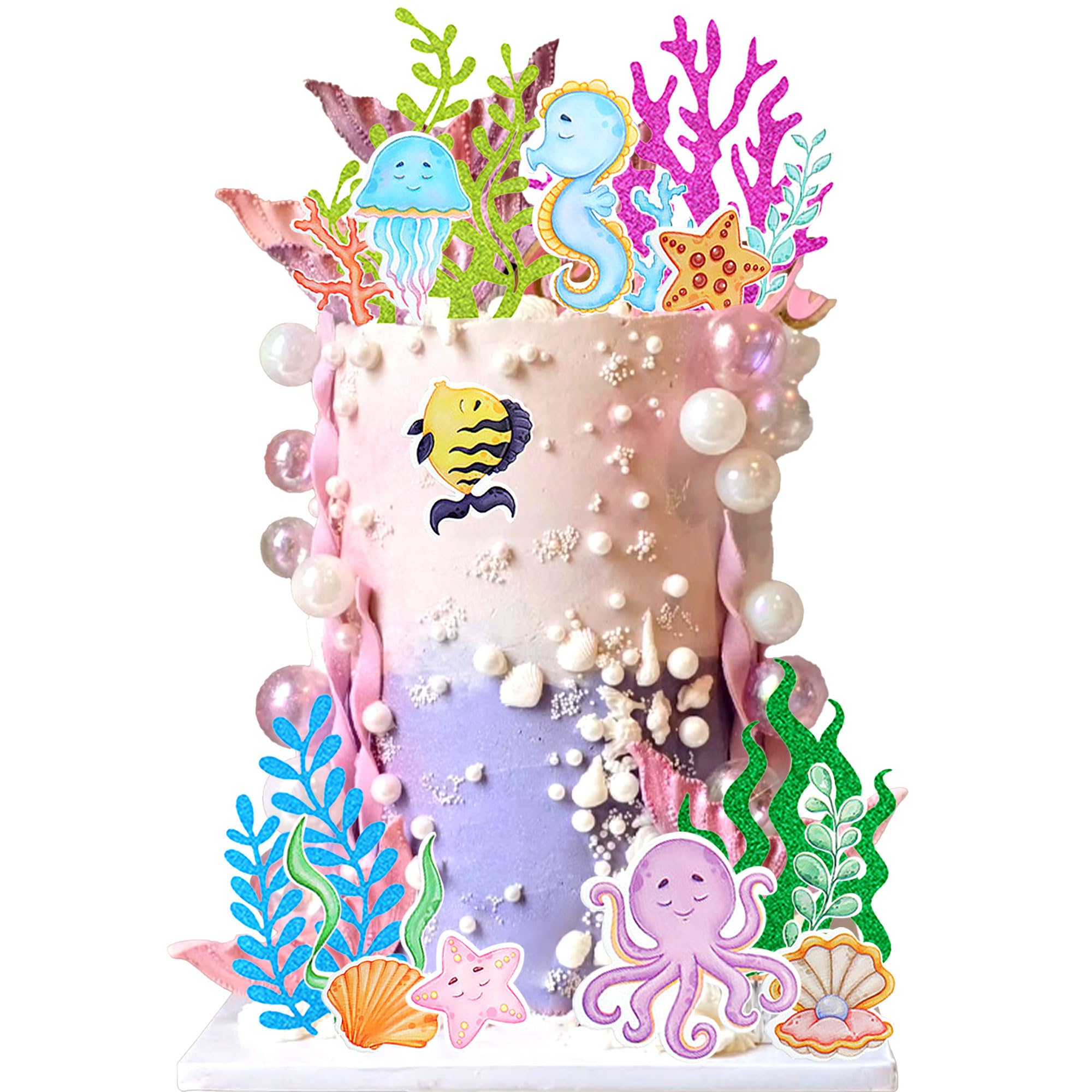 Under the Sea Ocean Animals Birthday Cake Decorations Sea Ocean Party Favor Supplies for Sea Ocean Theme Baby Shower Birthday Party