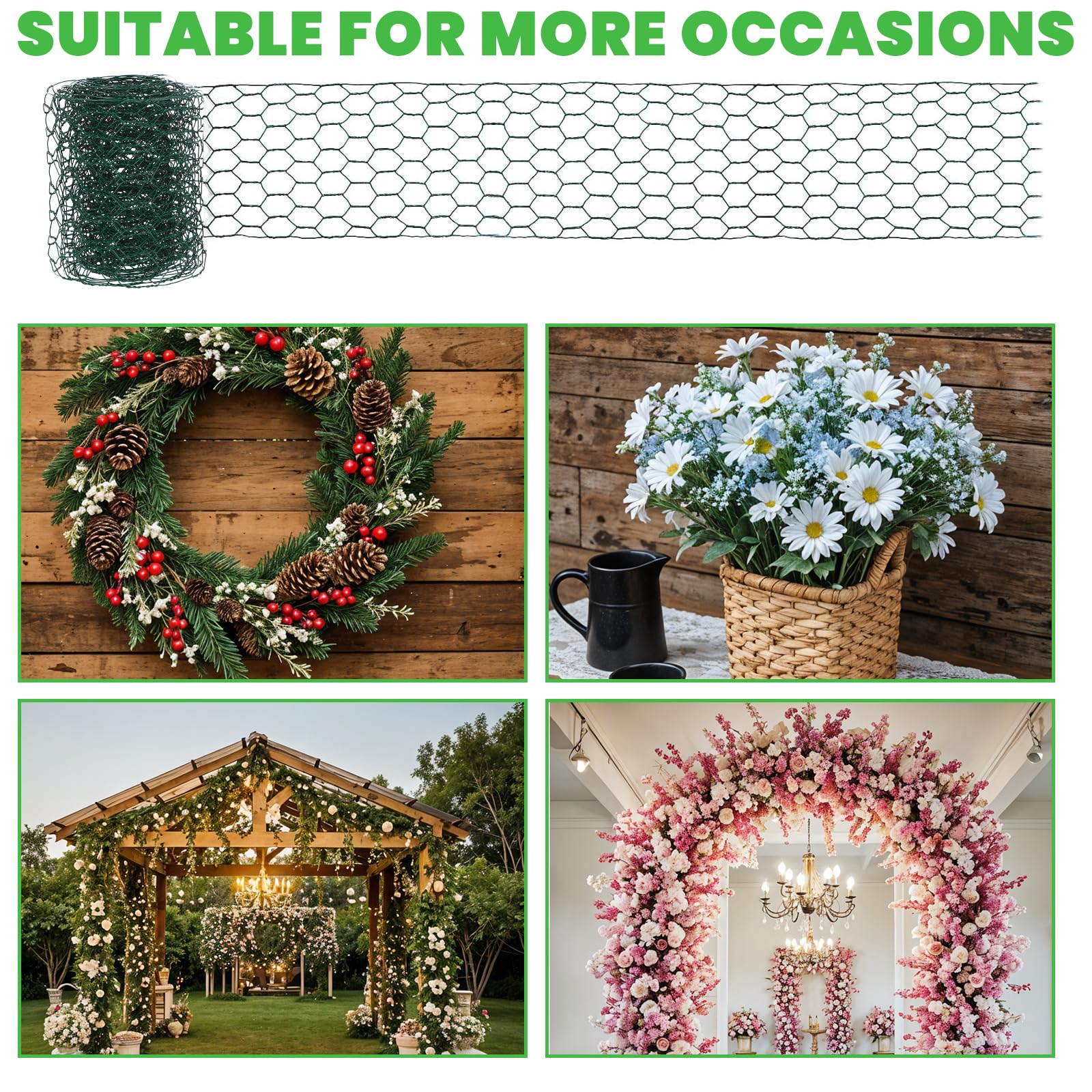 Chicken Wire for Floral Arrangements 3.94x118 Inch Mesh Netting - Image 4