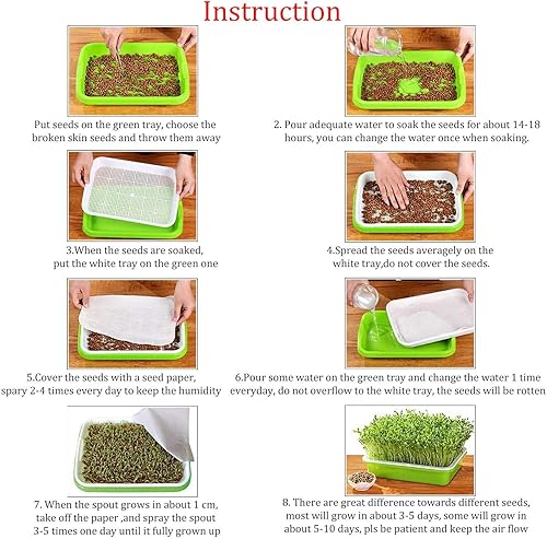 Miniatura 3 de XMSound - Paquete de 10 bandejas para germinación de semillas, bandeja de germinación de semillas sin BPA, bandeja de vivero para plantar plántulas,