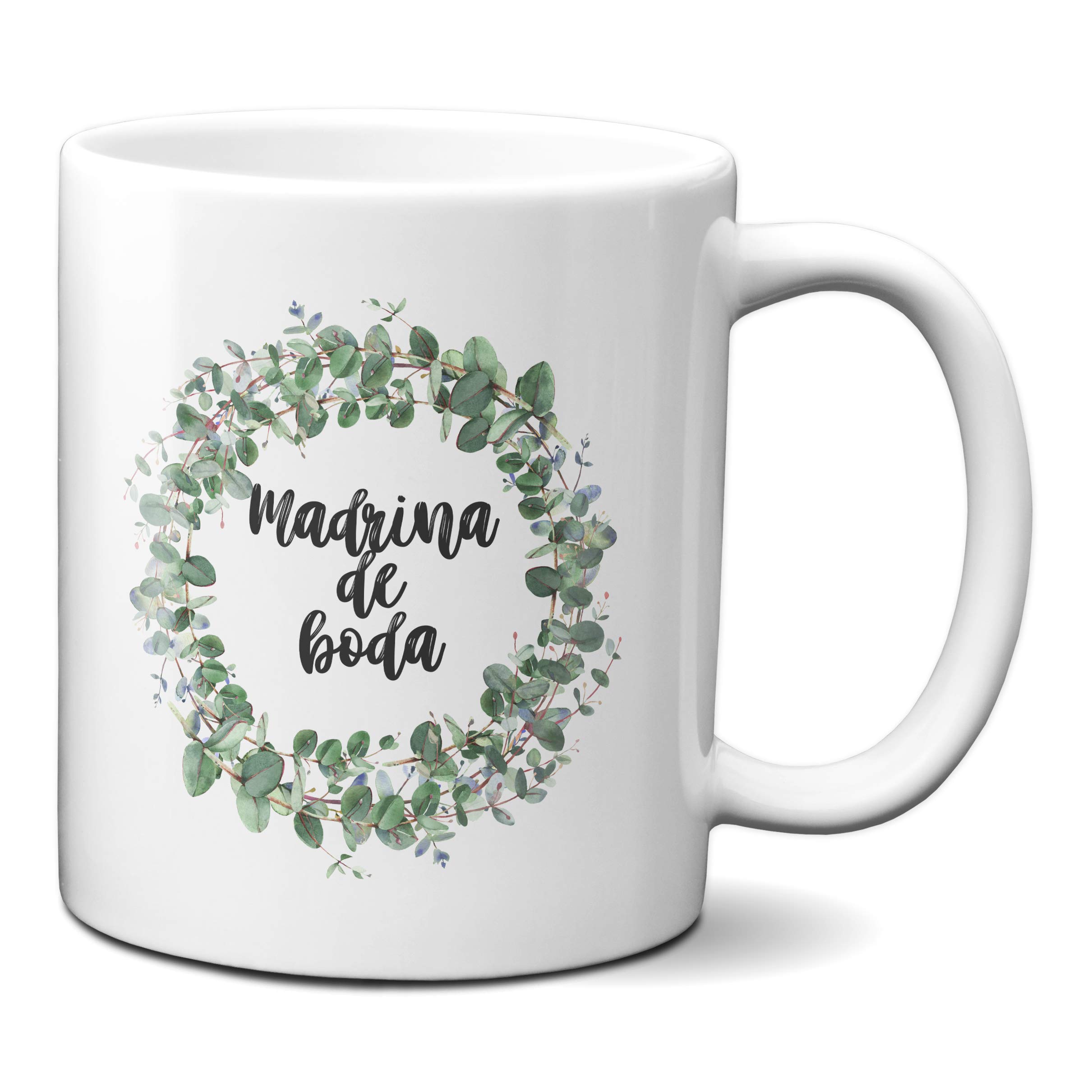 Planetacase Taza Desayuno Madrina de Boda Regalo Detalle Novios Pareja Ceramica 330 mL