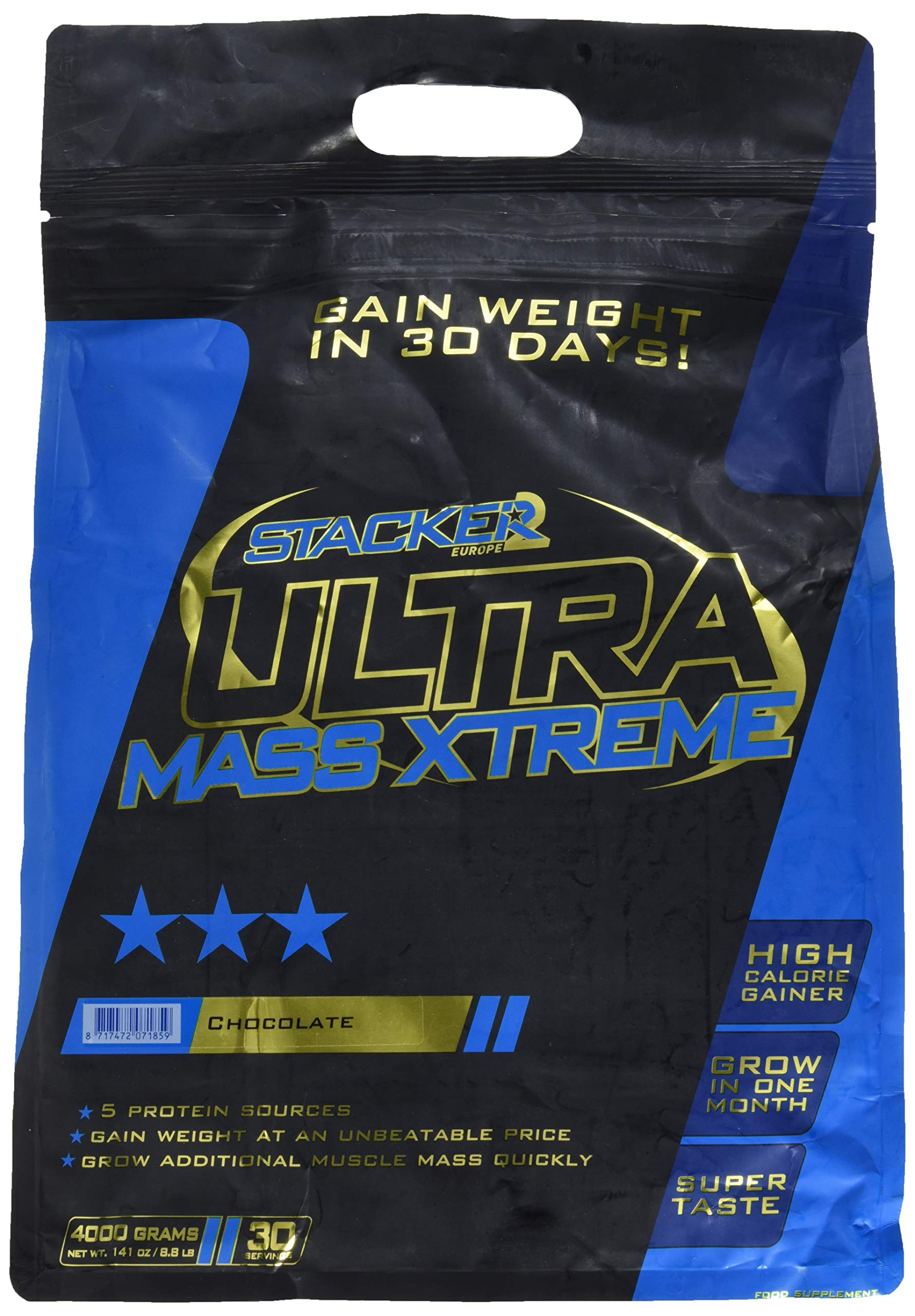 Stacker2 Ultra Mass Xtreme Gainer Muskelmasse Bodybuilding (Chocolate 3990g)