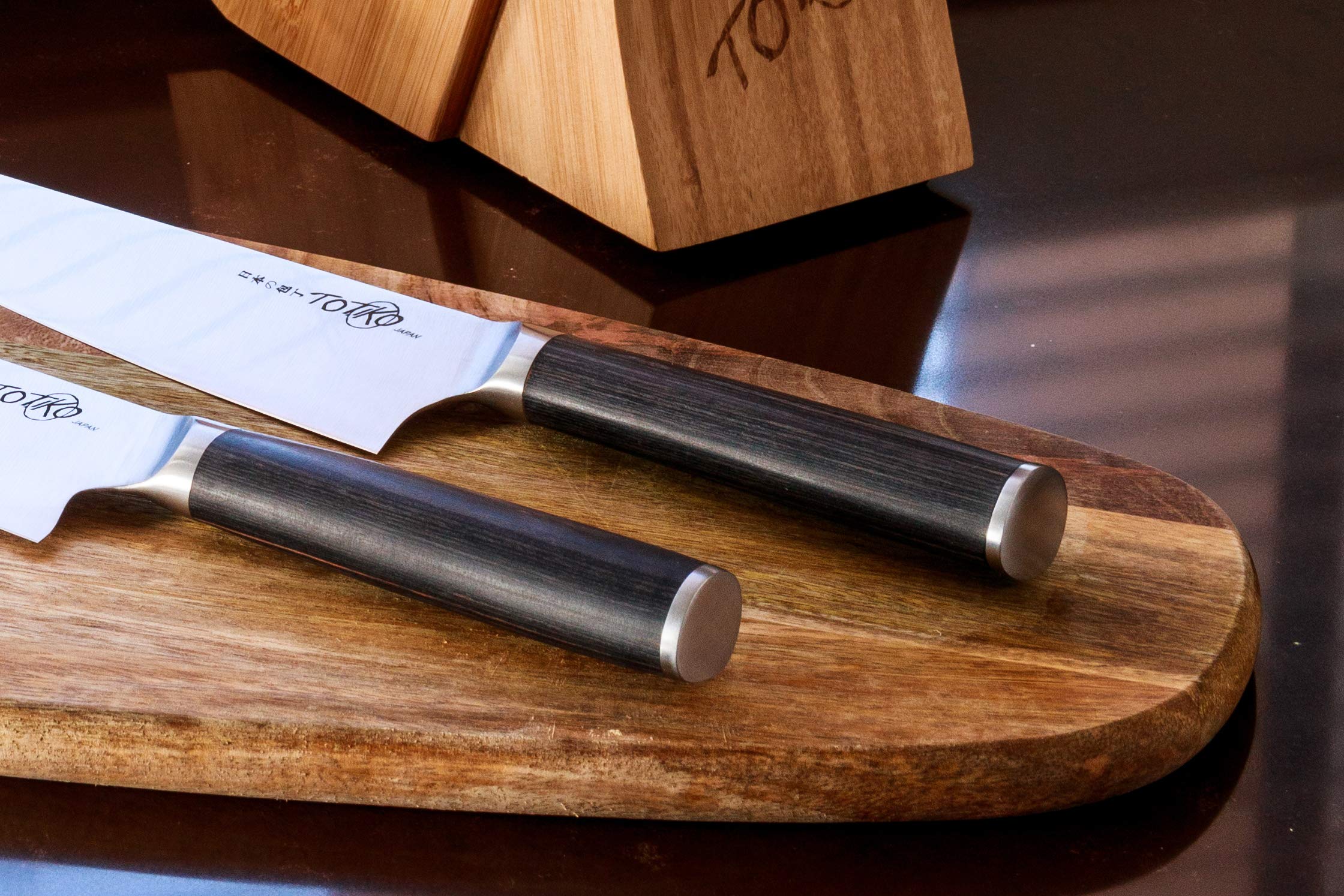 Kompletny zestaw 7 profesjonalnych noży + zapalniczka z bambusem - TOTIKO Japan Knives
