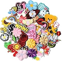 Vista 1 de AXEN 60 parches bordados para planchar, accesorios de bricolaje, parches decorativos surtidos aleatorios, bonitos apliques de costura